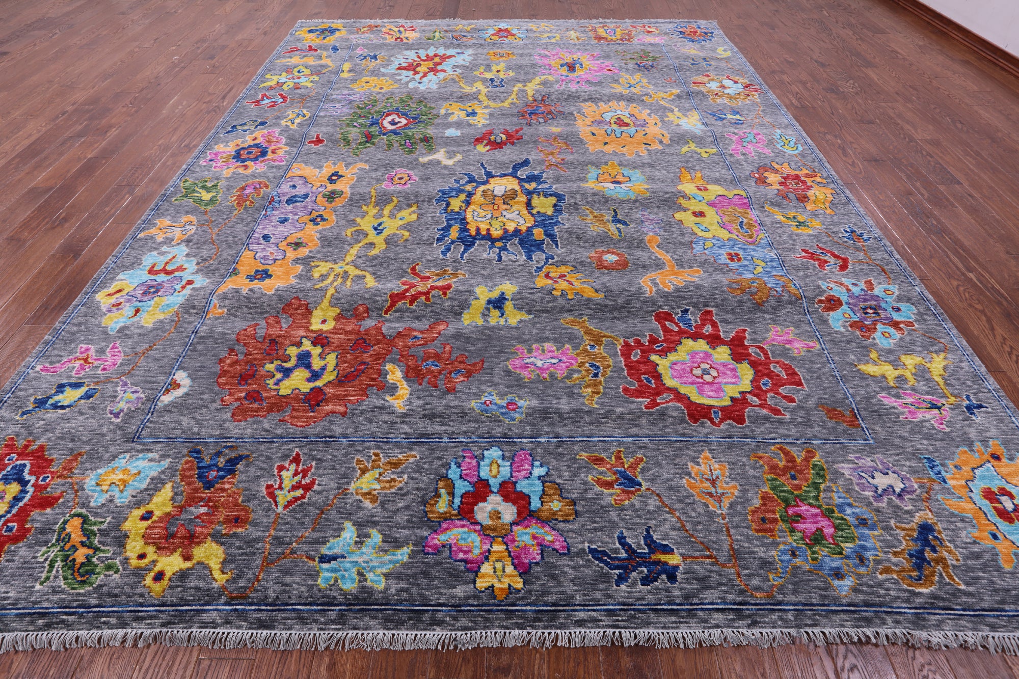 Grey Turkish Oushak Hand Knotted Wool Rug - 10' 3" X 13' 9" - Golden Nile