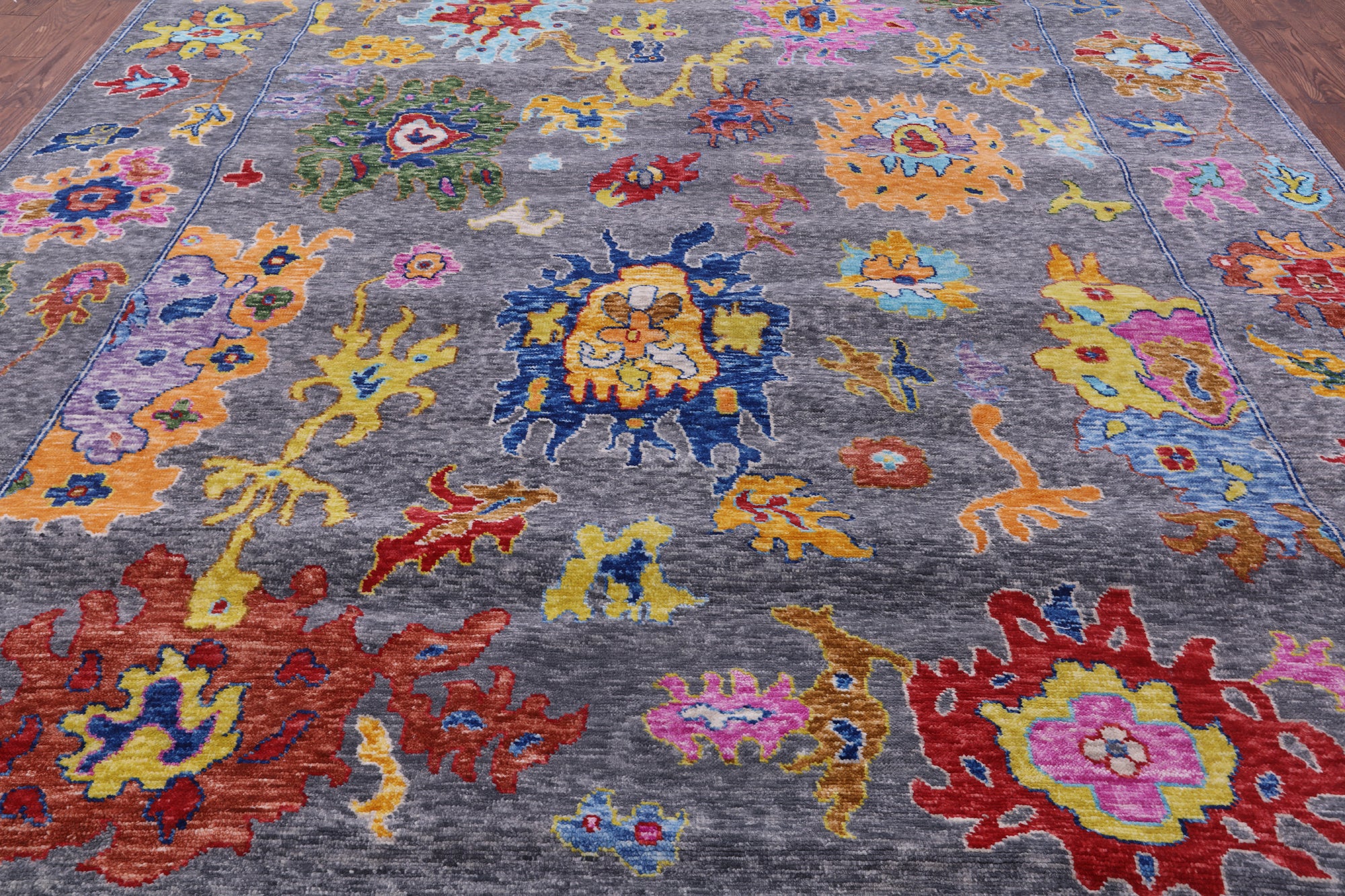 Grey Turkish Oushak Hand Knotted Wool Rug - 10' 3" X 13' 9" - Golden Nile