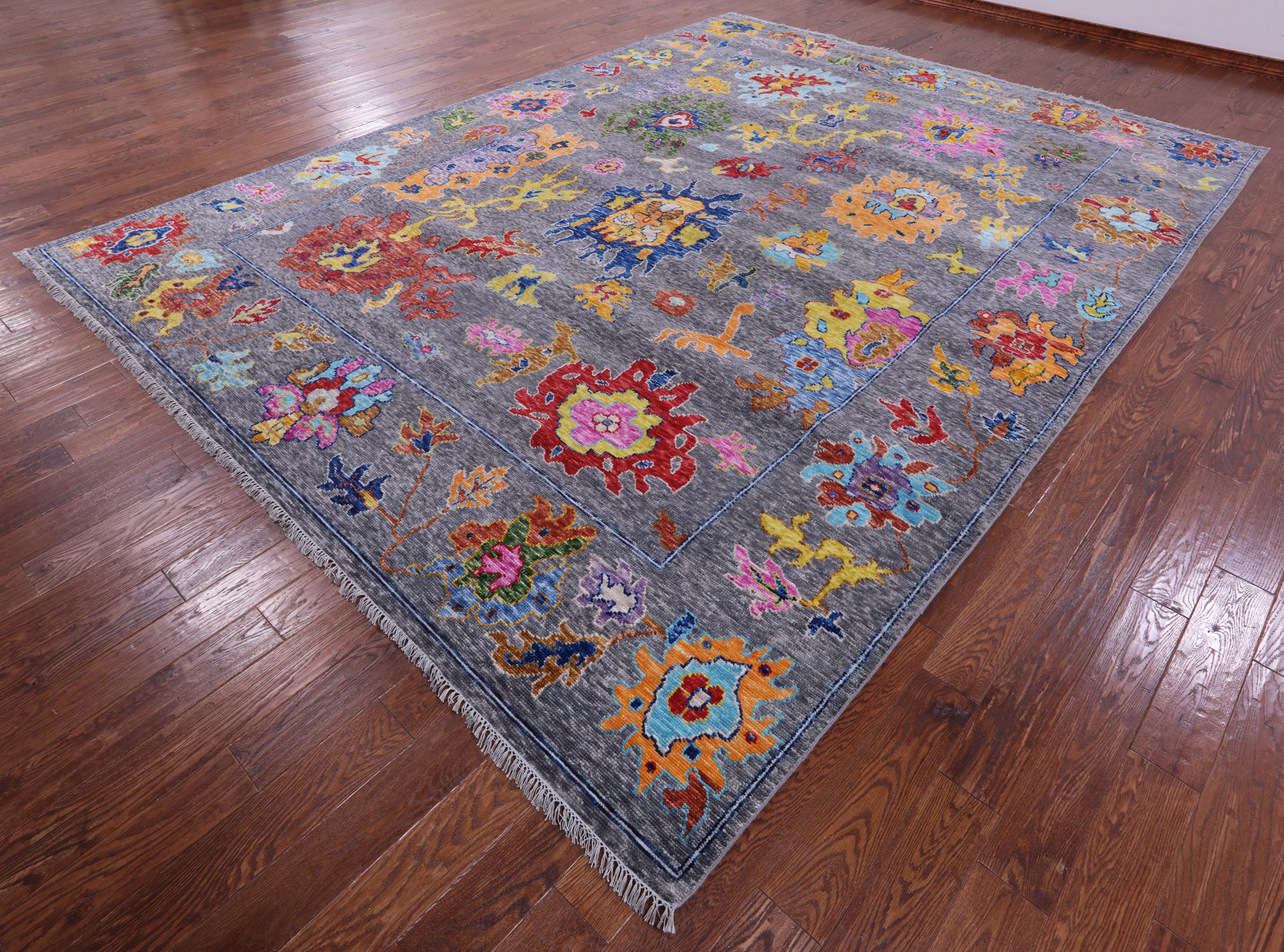 Grey Turkish Oushak Hand Knotted Wool Rug - 10' 3" X 13' 9" - Golden Nile