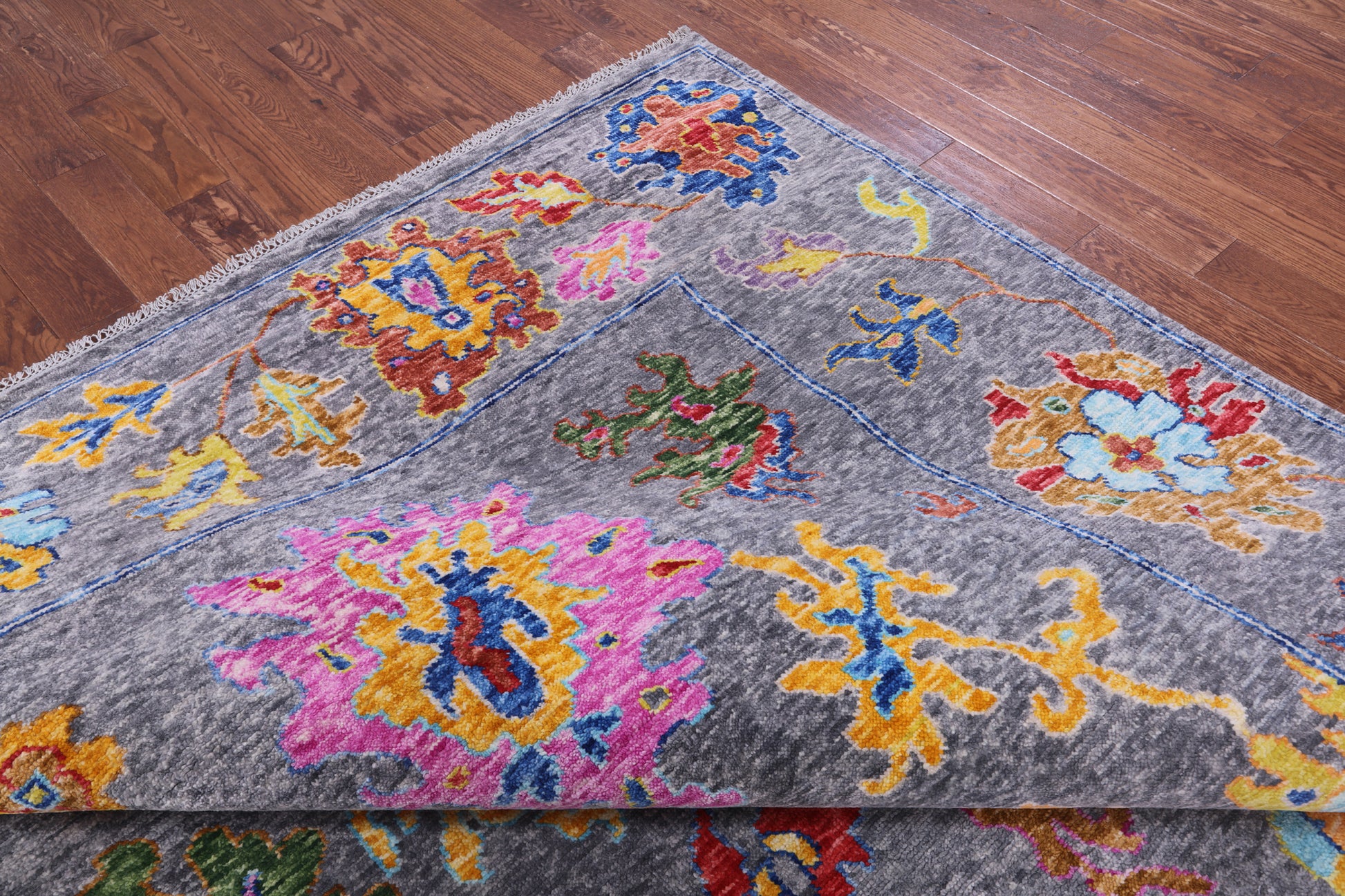 Grey Turkish Oushak Hand Knotted Wool Rug - 10' 3" X 13' 9" - Golden Nile