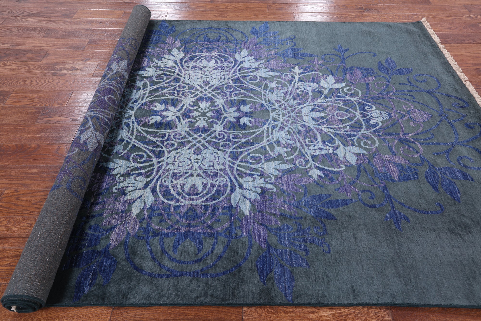 Green William Morris Handmade Wool Area Rug - 6' 2" X 9' 2" - Golden Nile