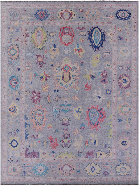 Grey Turkish Oushak Hand Knotted Wool Rug - 10' 1" X 13' 6" - Golden Nile