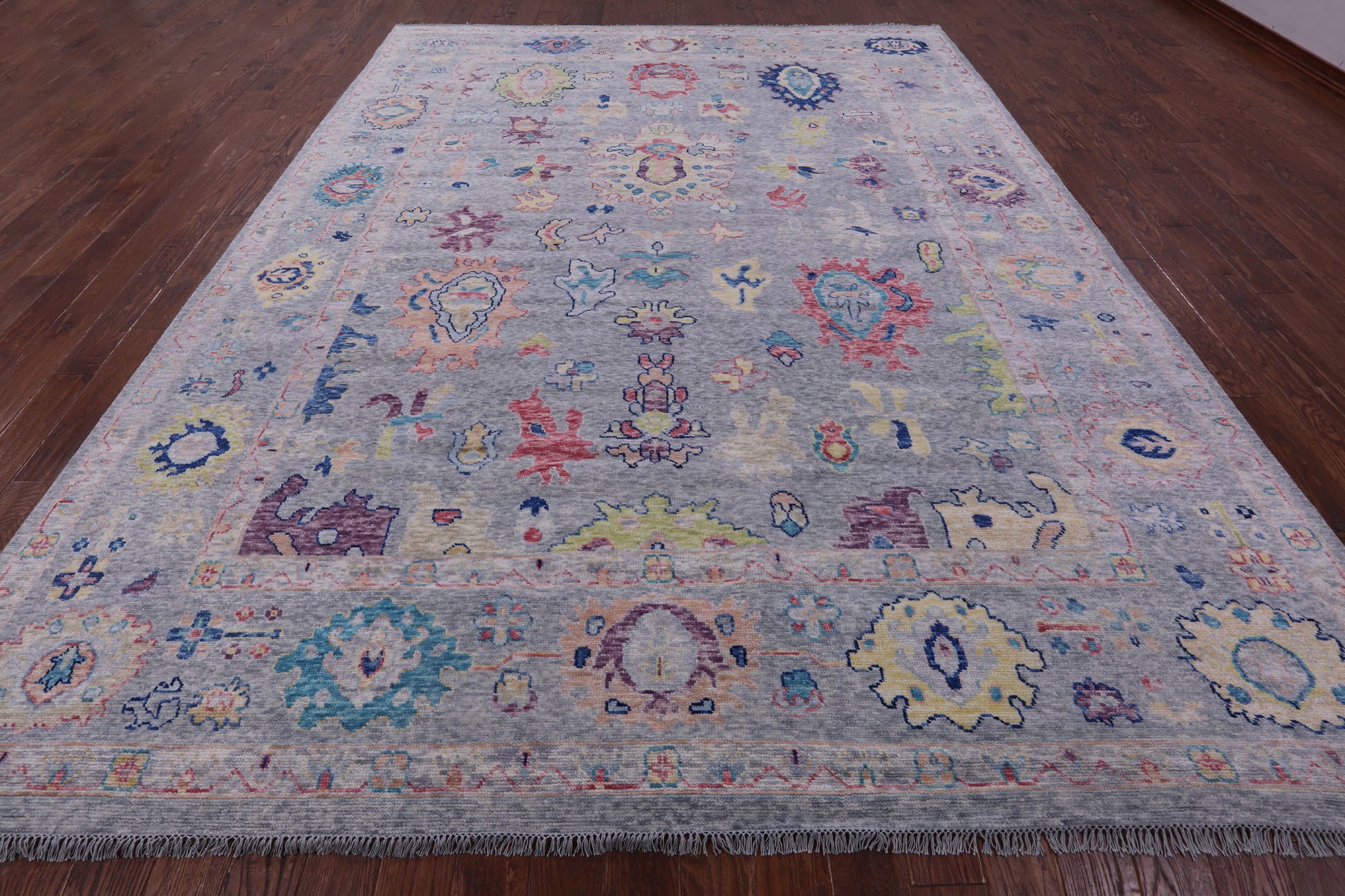 Grey Turkish Oushak Hand Knotted Wool Rug - 10' 1" X 13' 6" - Golden Nile