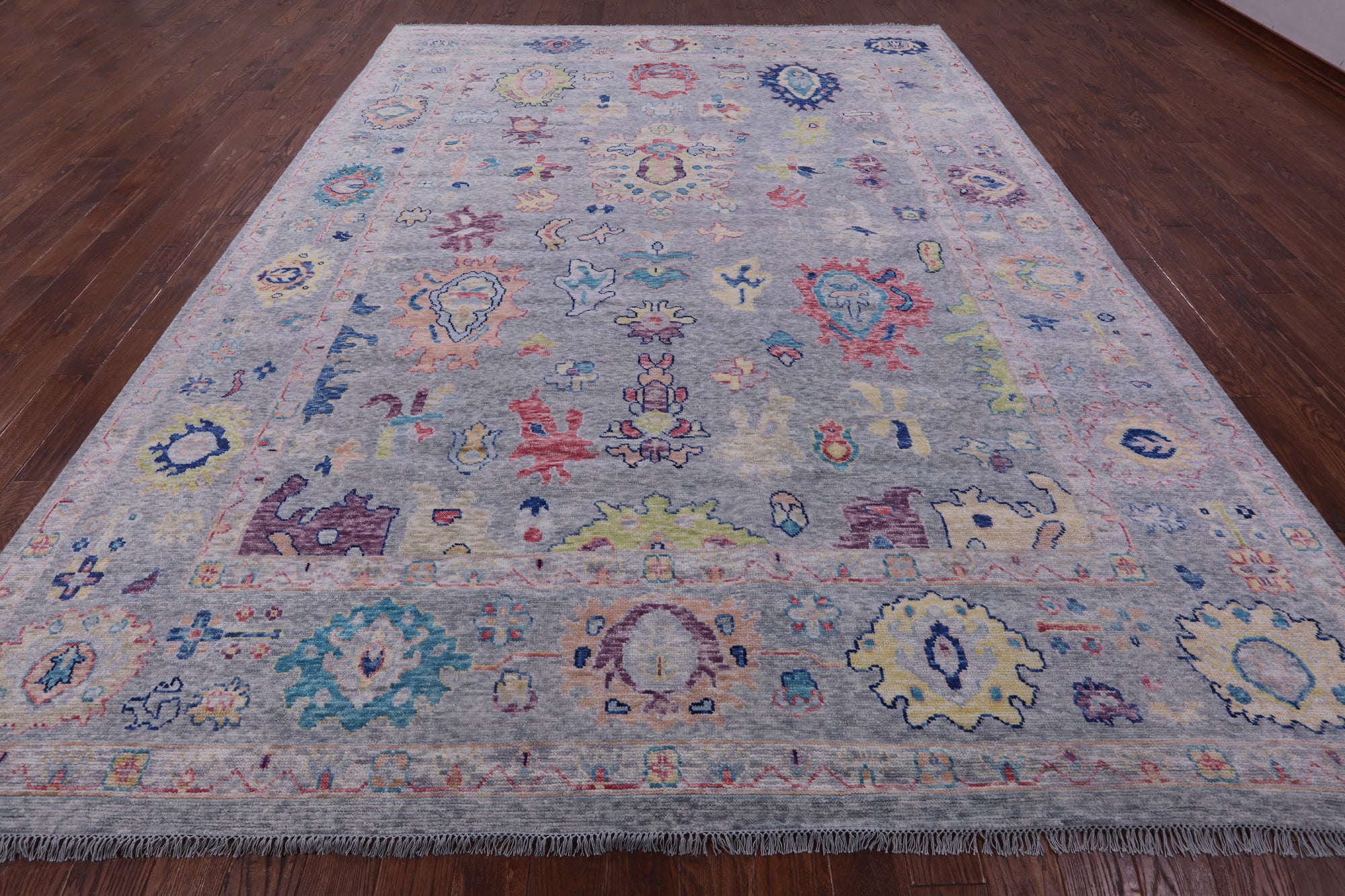 Grey Turkish Oushak Hand Knotted Wool Rug - 10' 1" X 13' 6" - Golden Nile