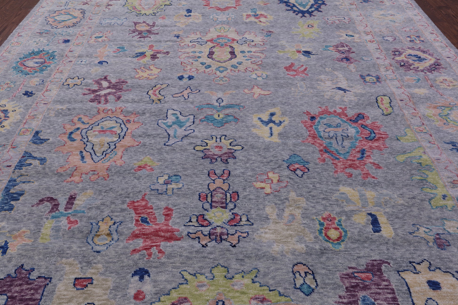 Grey Turkish Oushak Hand Knotted Wool Rug - 10' 1" X 13' 6" - Golden Nile