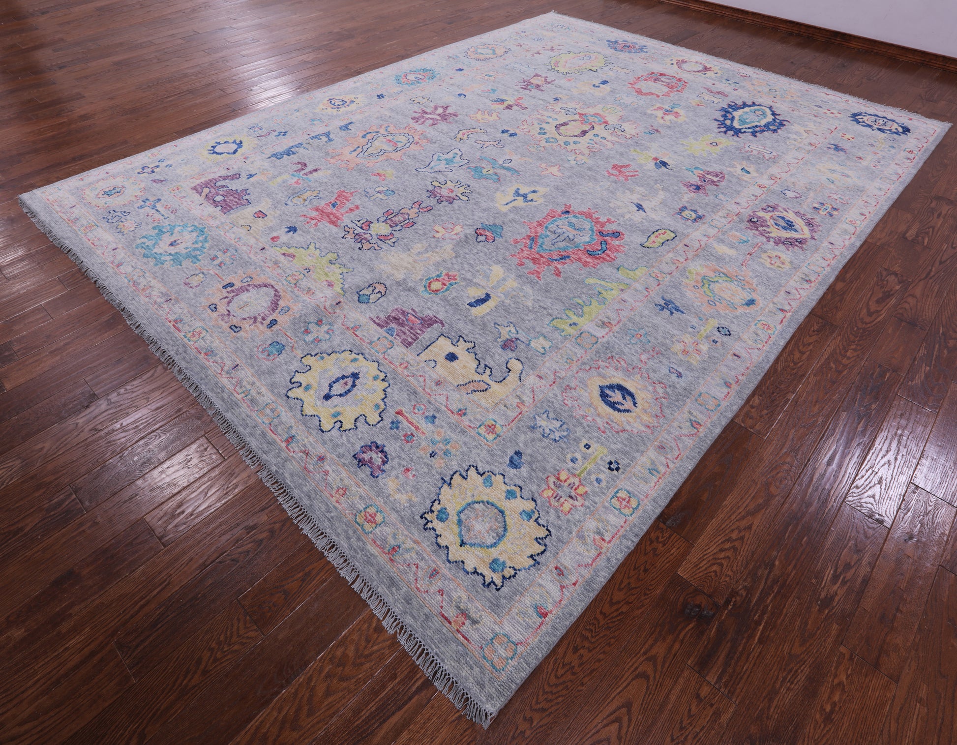 Grey Turkish Oushak Hand Knotted Wool Rug - 10' 1" X 13' 6" - Golden Nile