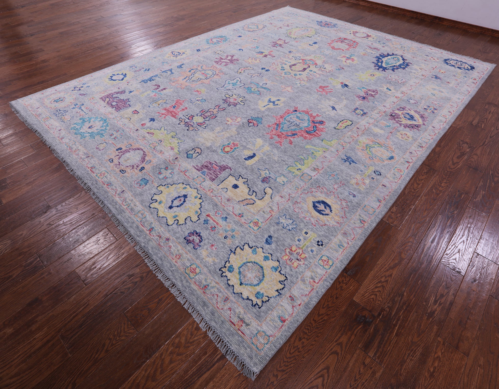 Grey Turkish Oushak Hand Knotted Wool Rug - 10' 1" X 13' 6" - Golden Nile