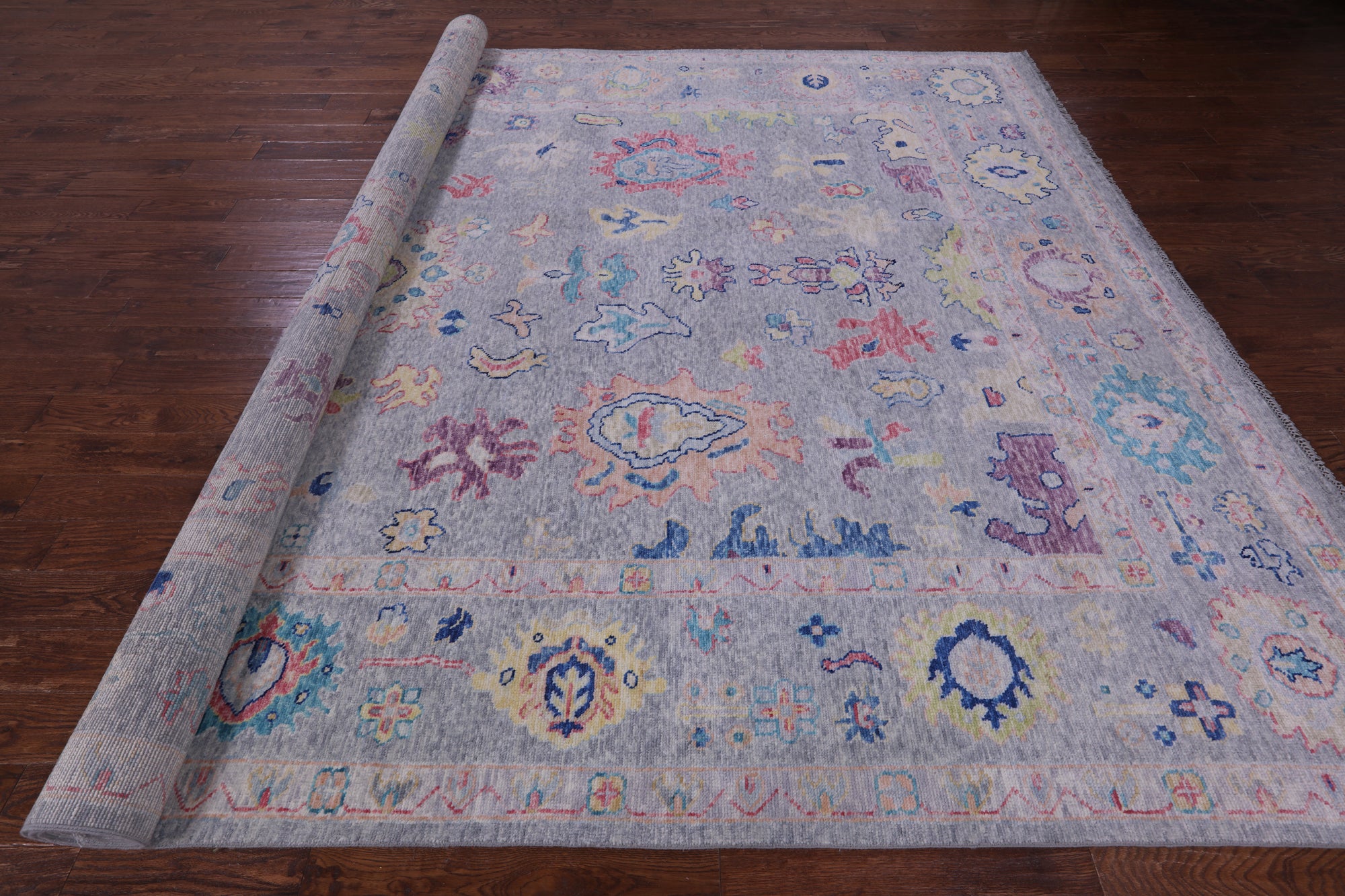Grey Turkish Oushak Hand Knotted Wool Rug - 10' 1" X 13' 6" - Golden Nile