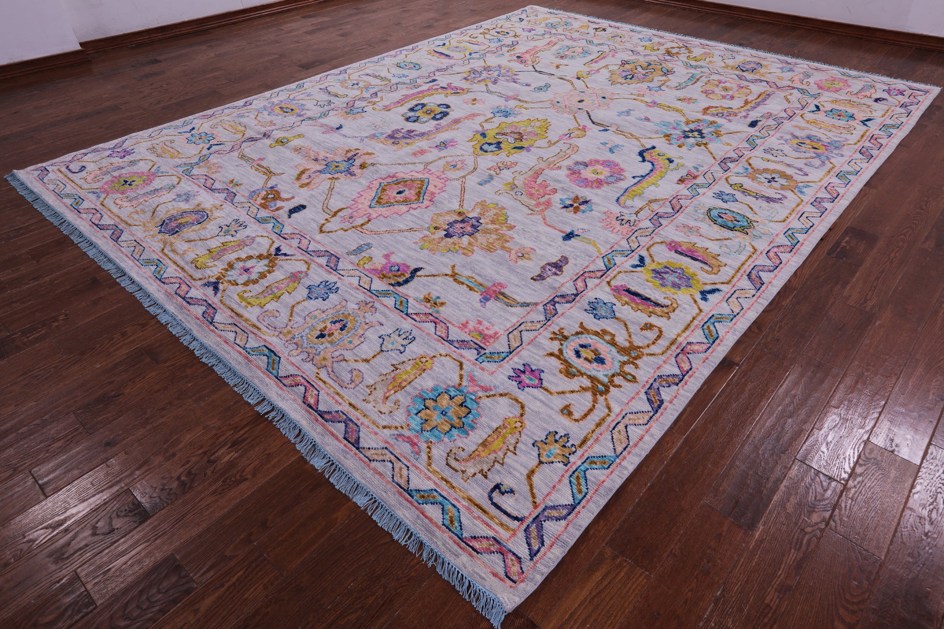 Grey Turkish Oushak Hand Knotted Wool Rug - 10' 2" X 13' 6" - Golden Nile