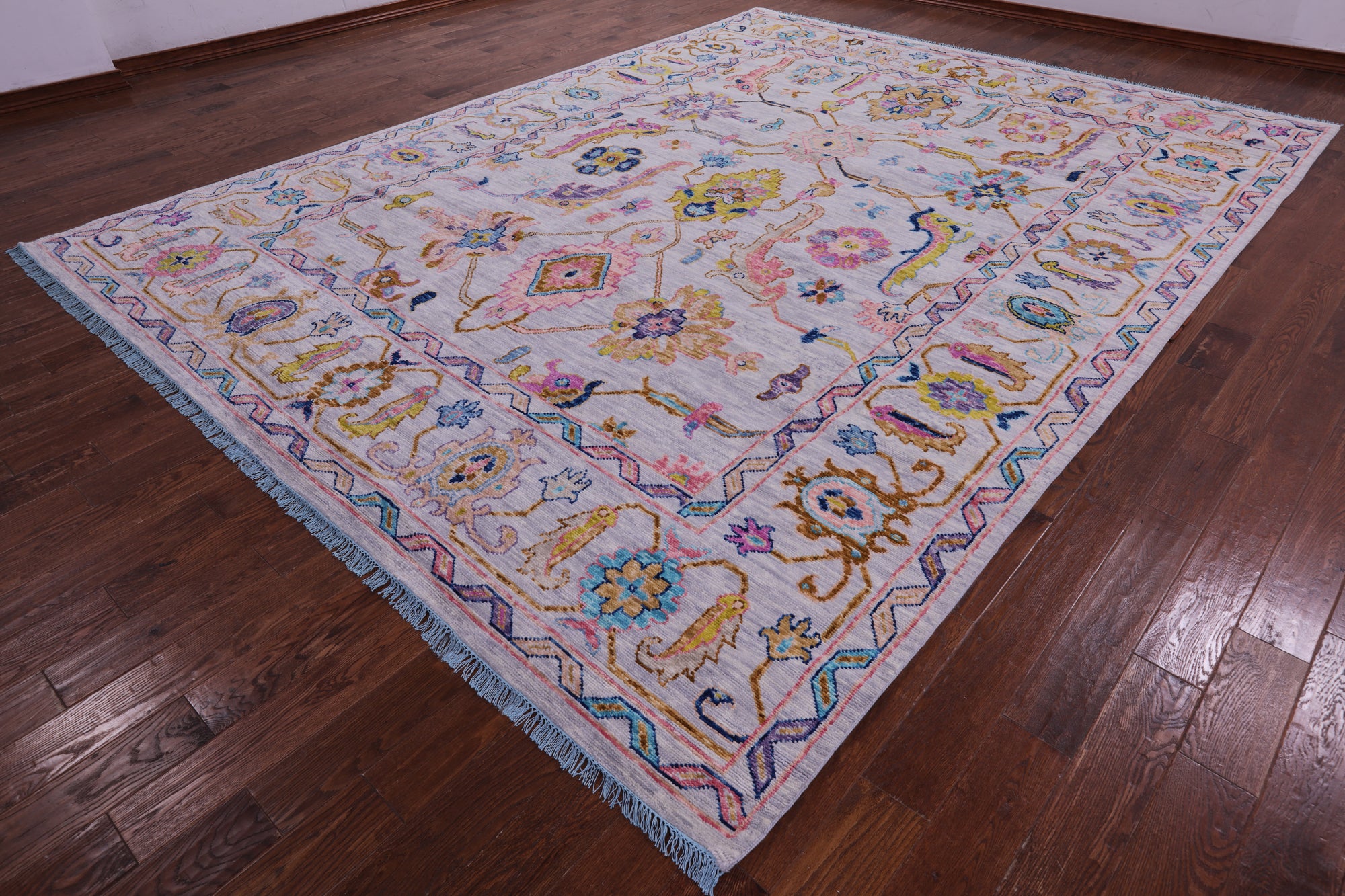 Grey Turkish Oushak Hand Knotted Wool Rug - 10' 2" X 13' 6" - Golden Nile