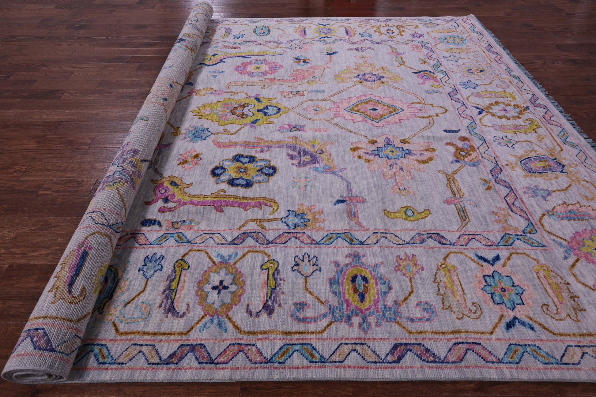 Grey Turkish Oushak Hand Knotted Wool Rug - 10' 2" X 13' 6" - Golden Nile