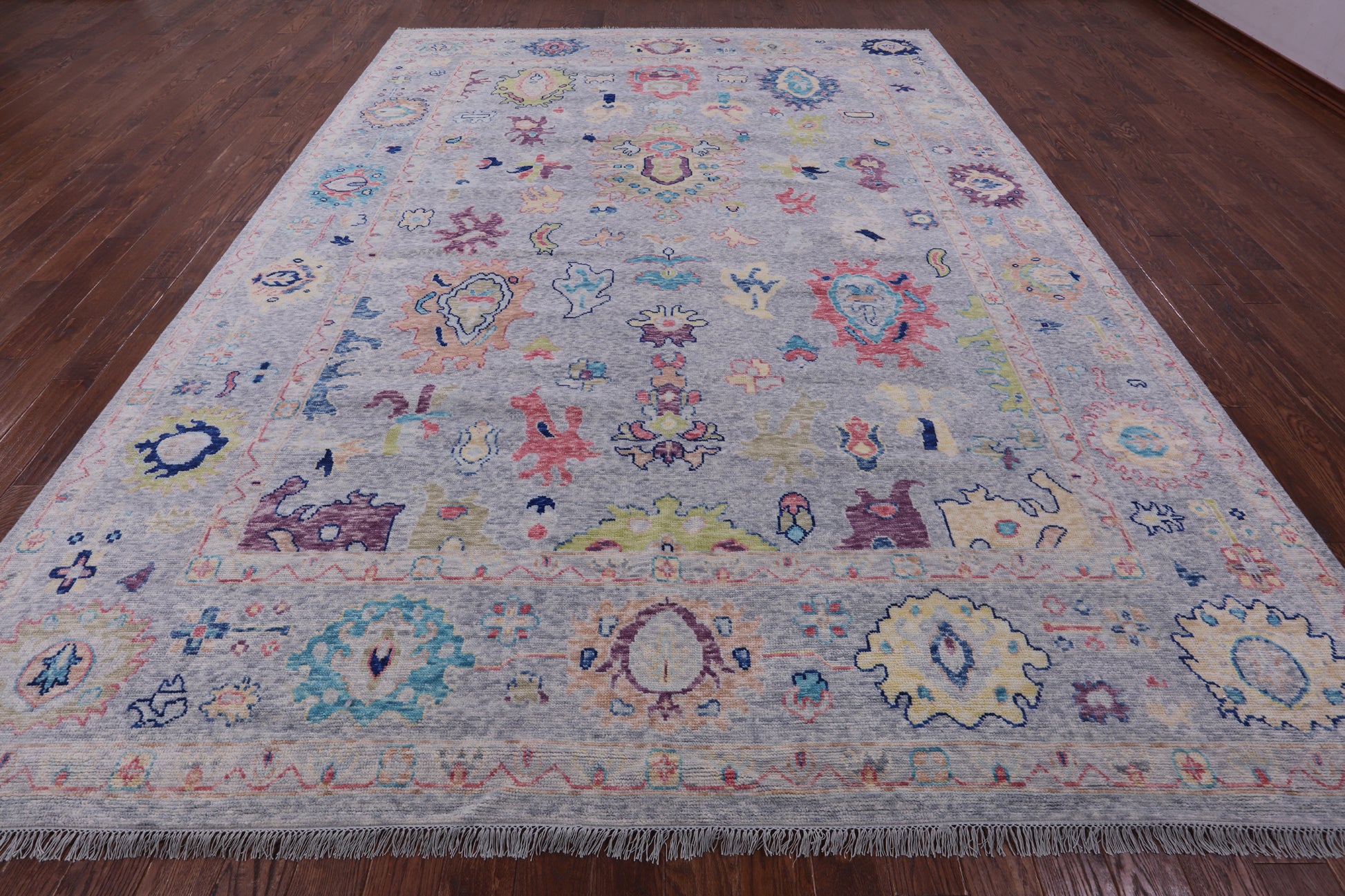 Grey Turkish Oushak Hand Knotted Wool Rug - 10' 3" X 13' 10" - Golden Nile