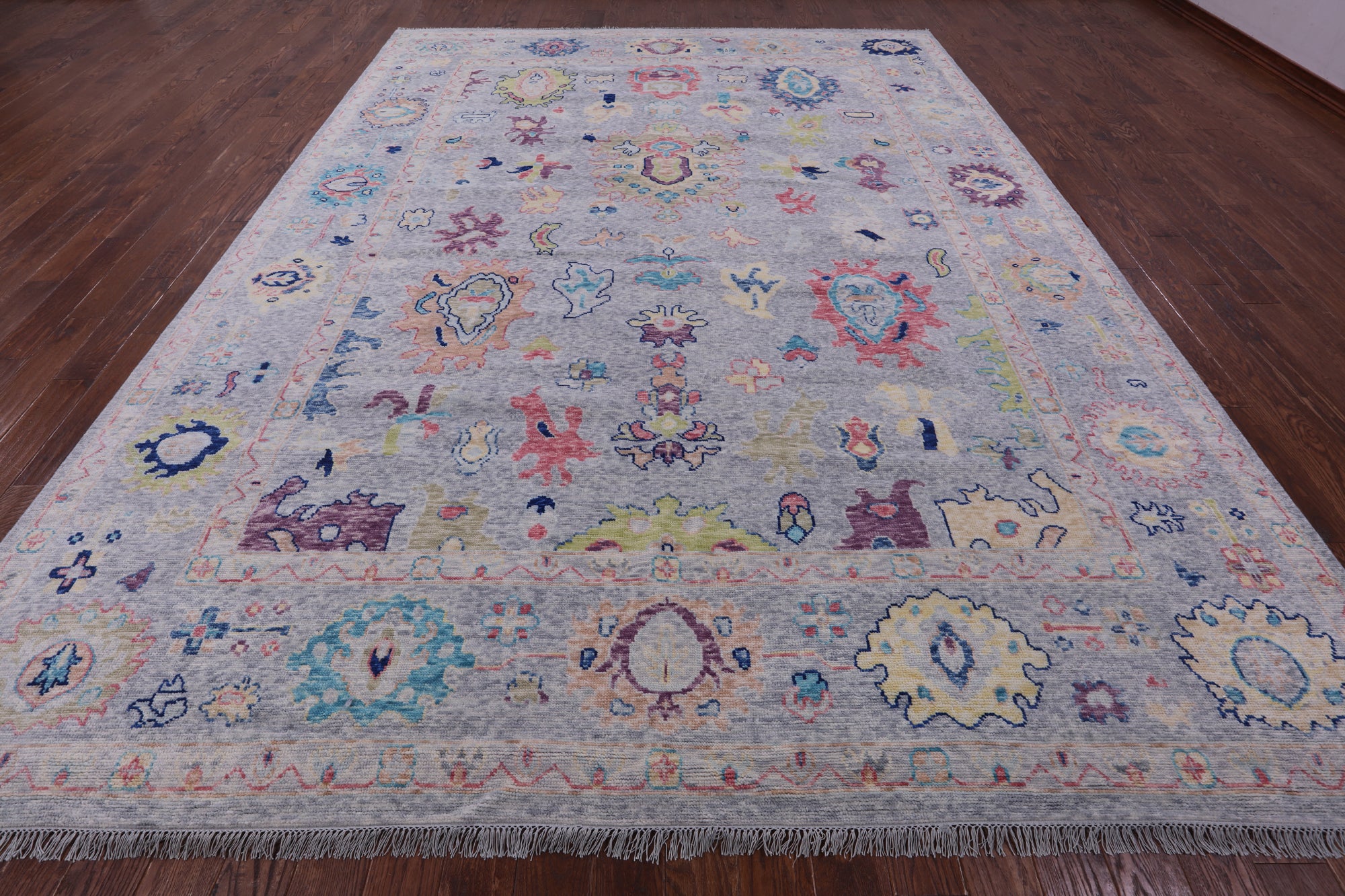 Grey Turkish Oushak Hand Knotted Wool Rug - 10' 3" X 13' 10" - Golden Nile