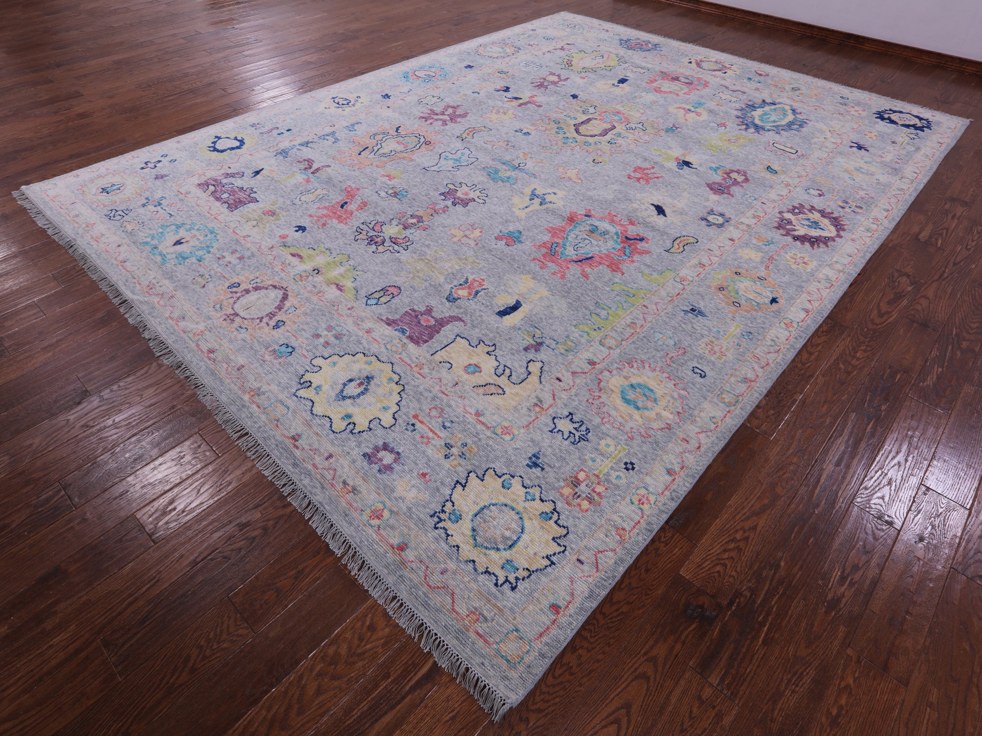 Grey Turkish Oushak Hand Knotted Wool Rug - 10' 3" X 13' 10" - Golden Nile