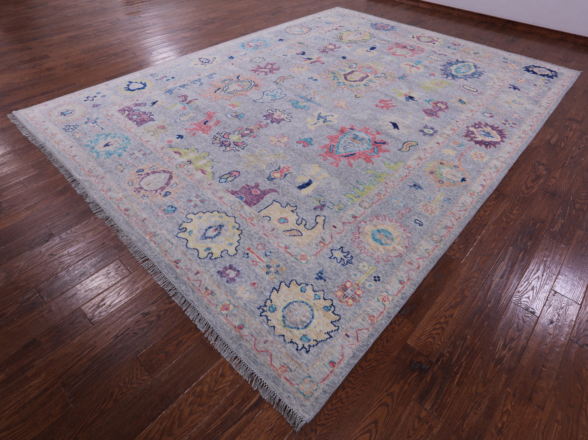 Grey Turkish Oushak Hand Knotted Wool Rug - 10' 3" X 13' 10" - Golden Nile