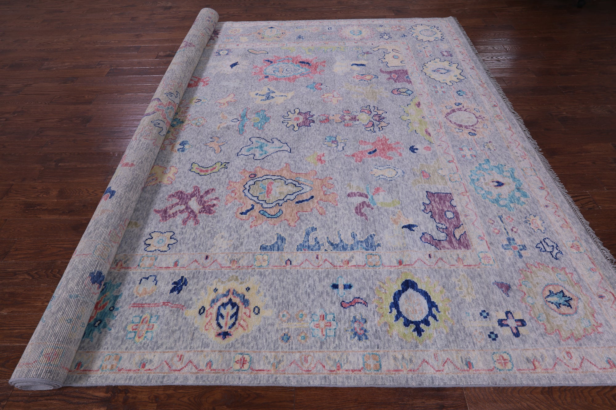 Grey Turkish Oushak Hand Knotted Wool Rug - 10' 3" X 13' 10" - Golden Nile