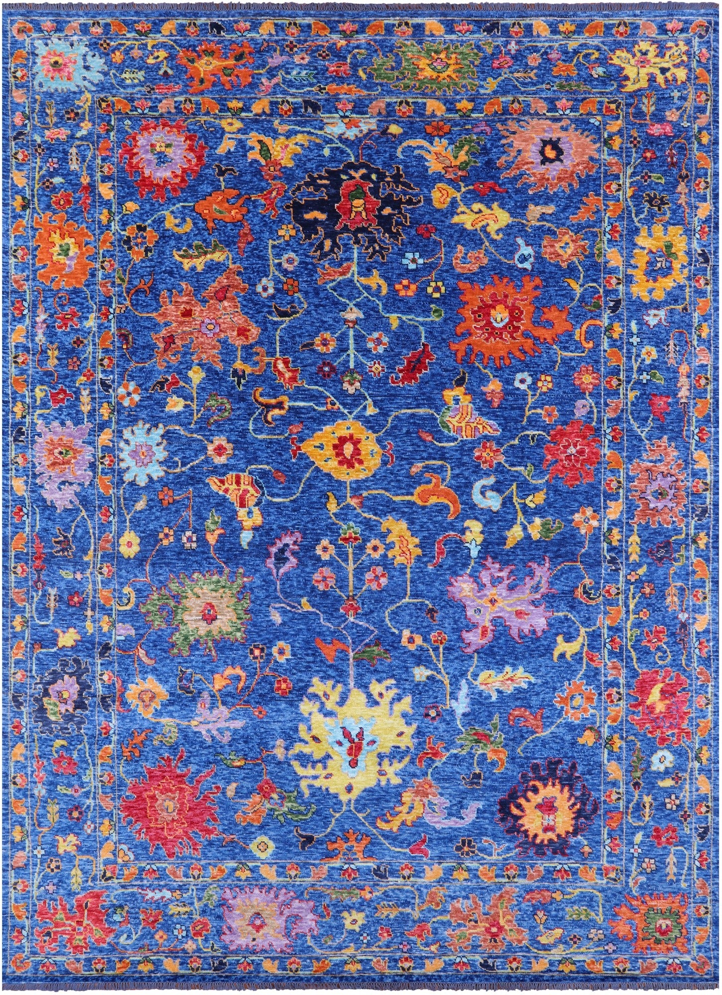 Blue Turkish Oushak Hand Knotted Wool Rug - 9' 11" X 13' 11" - Golden Nile