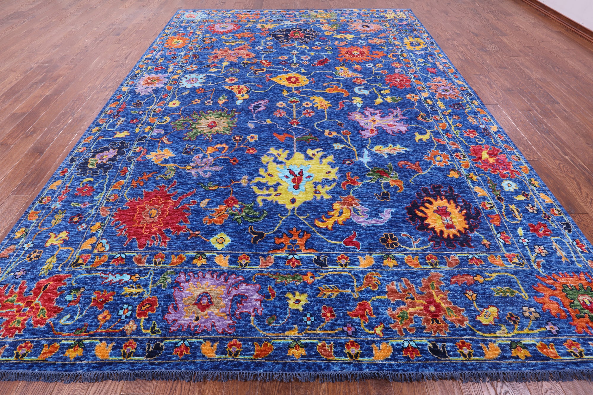 Blue Turkish Oushak Hand Knotted Wool Rug - 9' 11" X 13' 11" - Golden Nile