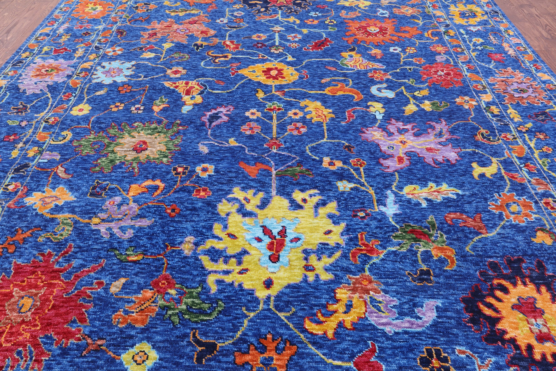 Blue Turkish Oushak Hand Knotted Wool Rug - 9' 11" X 13' 11" - Golden Nile