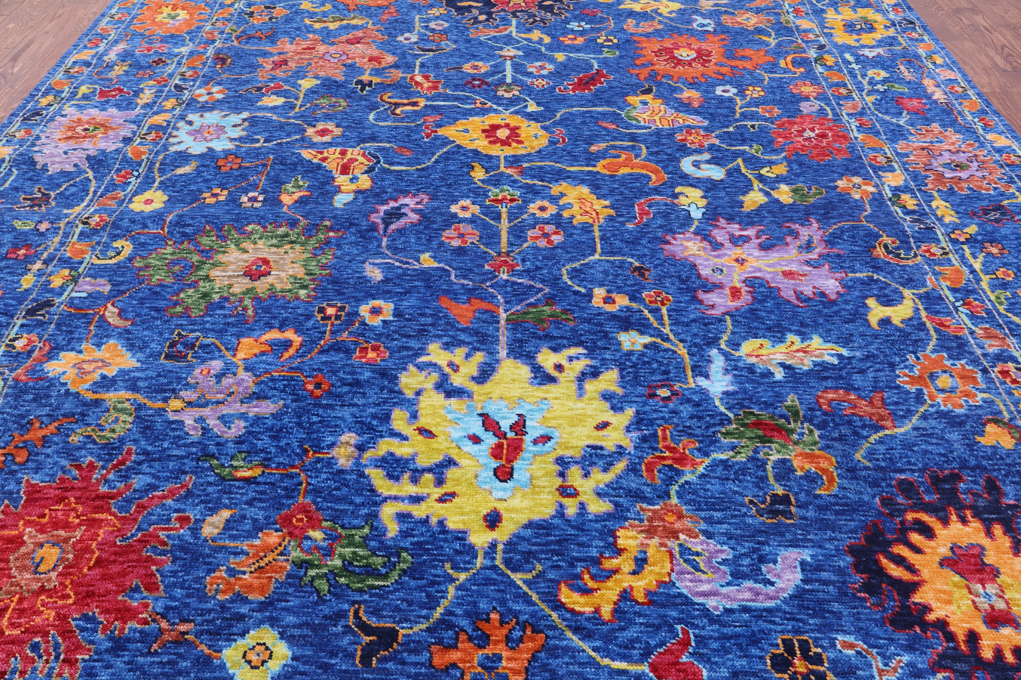 Blue Turkish Oushak Hand Knotted Wool Rug - 9' 11" X 13' 11" - Golden Nile
