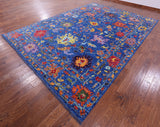 Blue Turkish Oushak Hand Knotted Wool Rug - 9' 11" X 13' 11" - Golden Nile