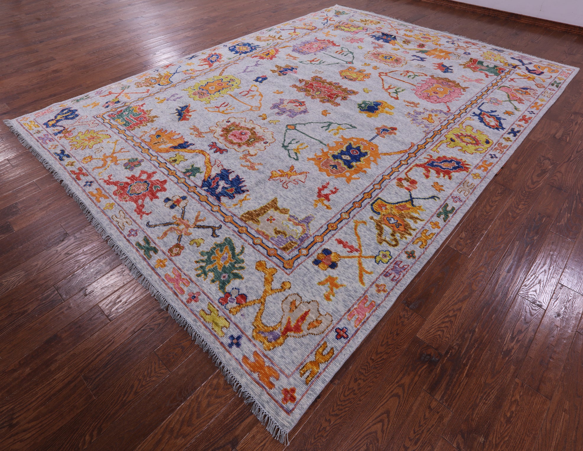 Grey Turkish Oushak Hand Knotted Wool Rug - 10' 0" X 13' 9" - Golden Nile