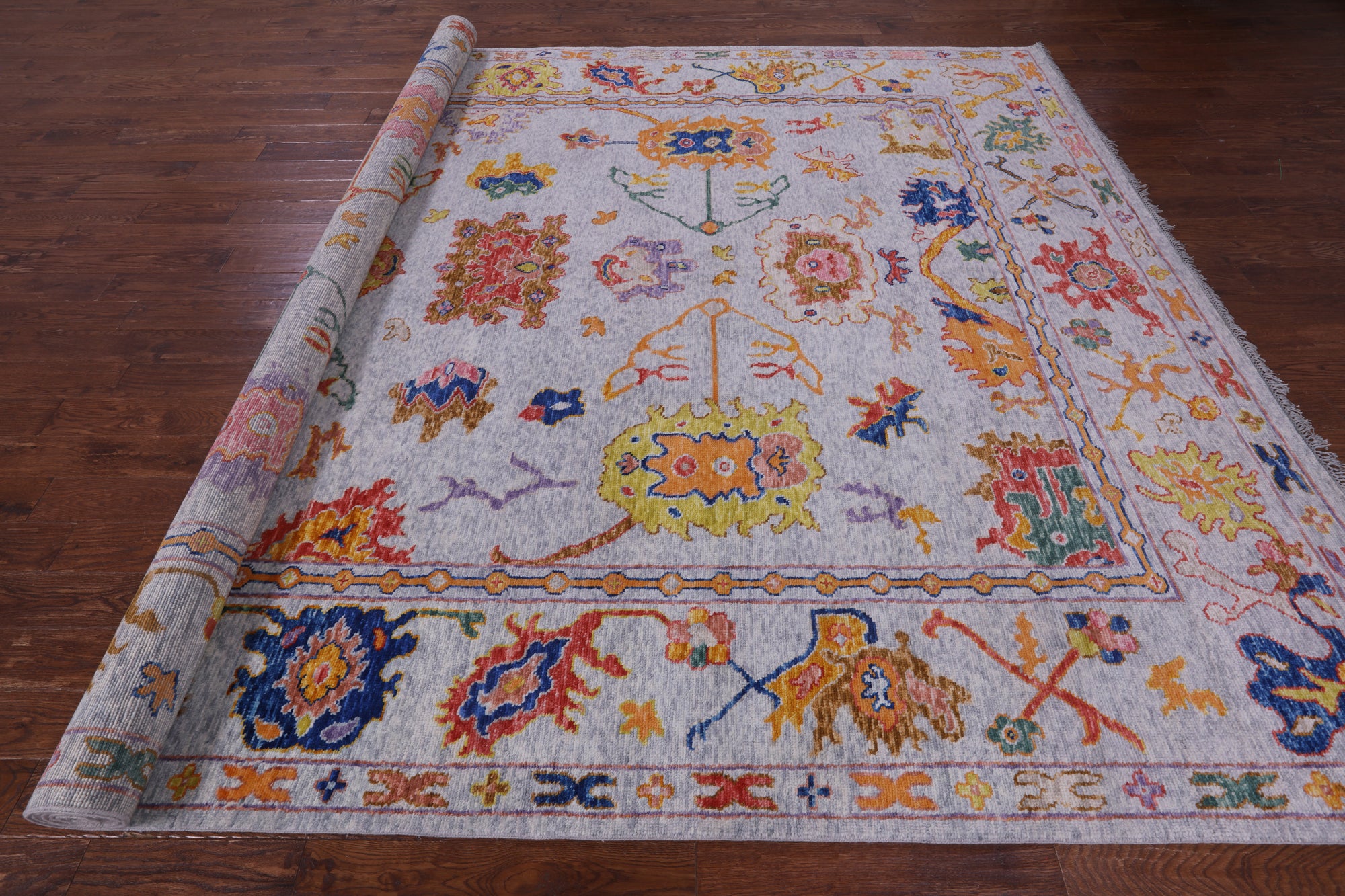 Grey Turkish Oushak Hand Knotted Wool Rug - 10' 0" X 13' 9" - Golden Nile