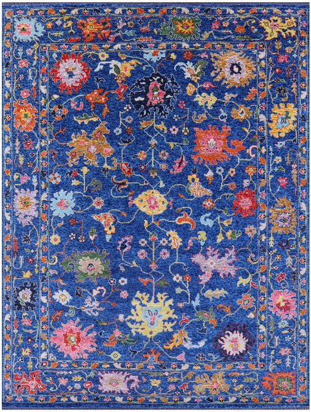 Blue Turkish Oushak Handmade Wool Rug - 10' 3" X 13' 11" - Golden Nile