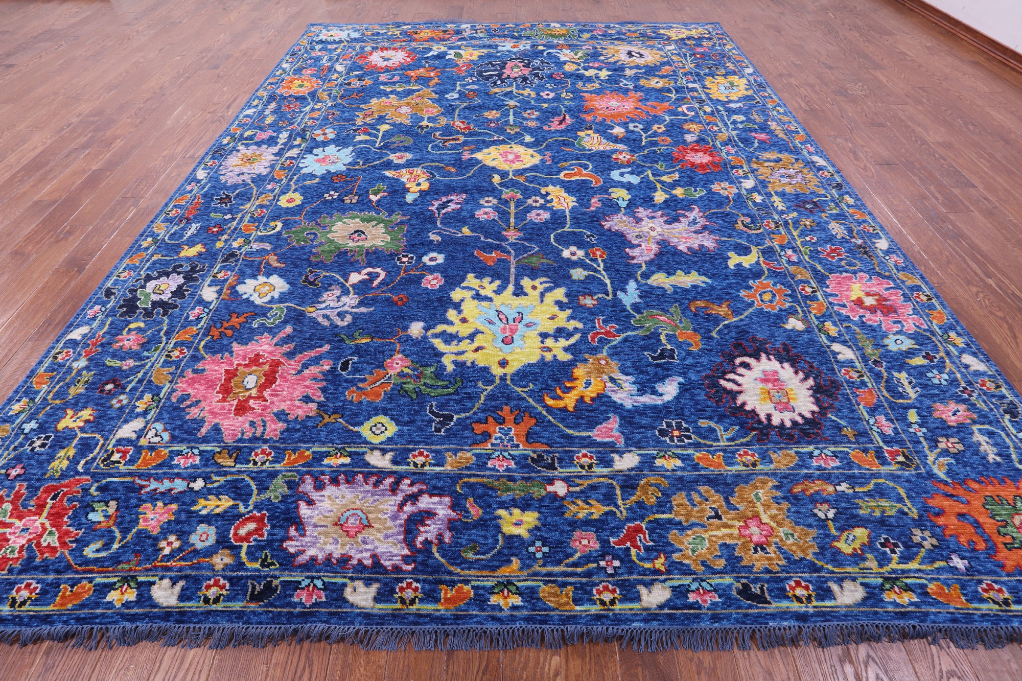 Blue Turkish Oushak Handmade Wool Rug - 10' 3" X 13' 11" - Golden Nile