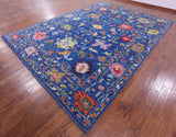 Blue Turkish Oushak Handmade Wool Rug - 10' 3" X 13' 11" - Golden Nile