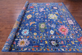 Blue Turkish Oushak Handmade Wool Rug - 10' 3" X 13' 11" - Golden Nile