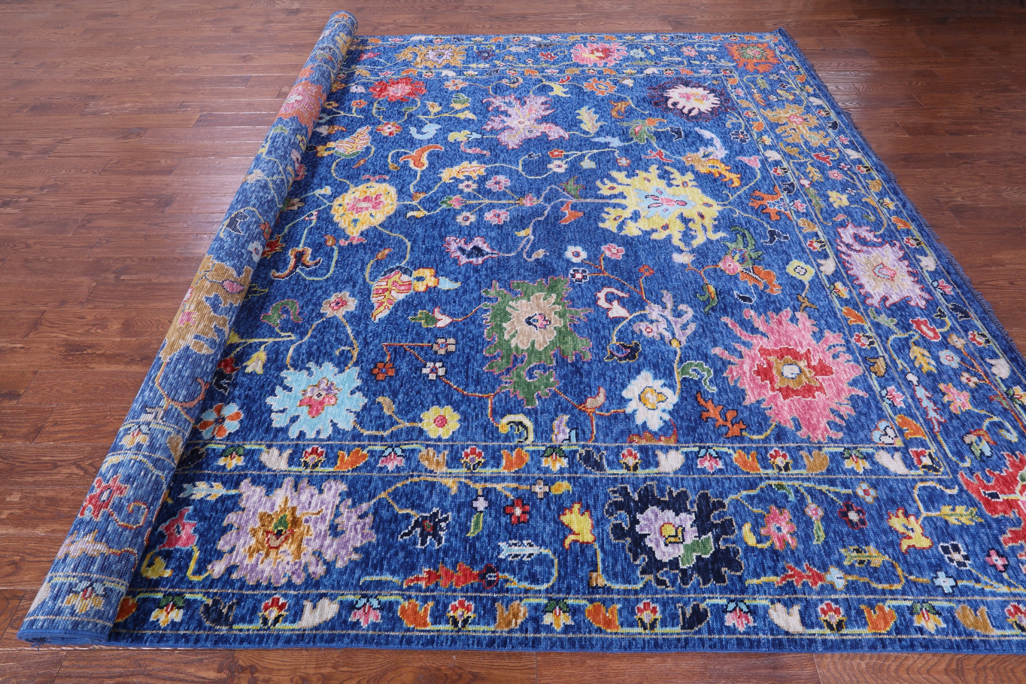 Blue Turkish Oushak Handmade Wool Rug - 10' 3" X 13' 11" - Golden Nile