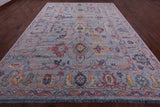 Grey Turkish Oushak Hand Knotted Wool Rug - 9' 11" X 13' 7" - Golden Nile