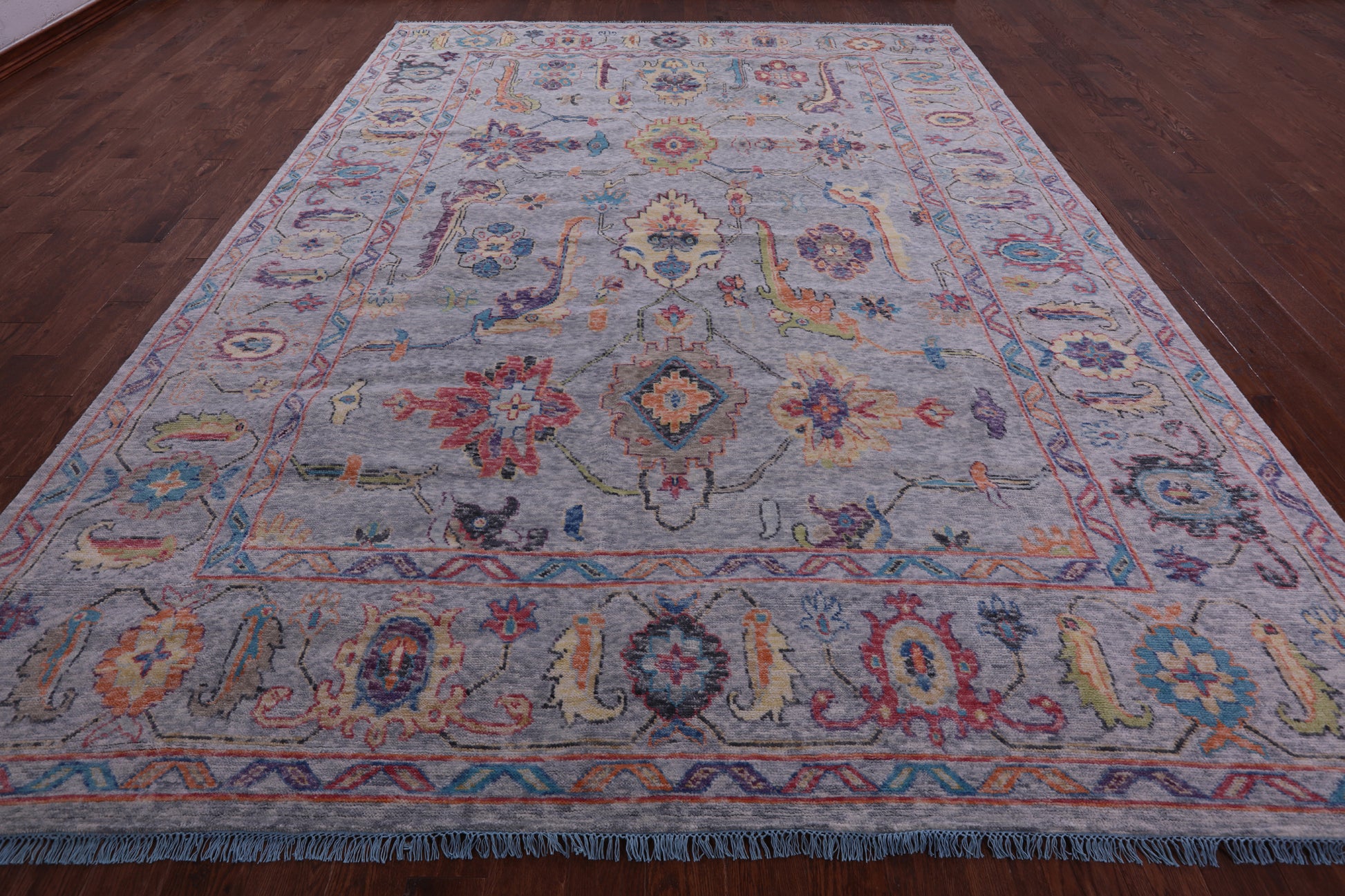 Grey Turkish Oushak Hand Knotted Wool Rug - 9' 11" X 13' 7" - Golden Nile