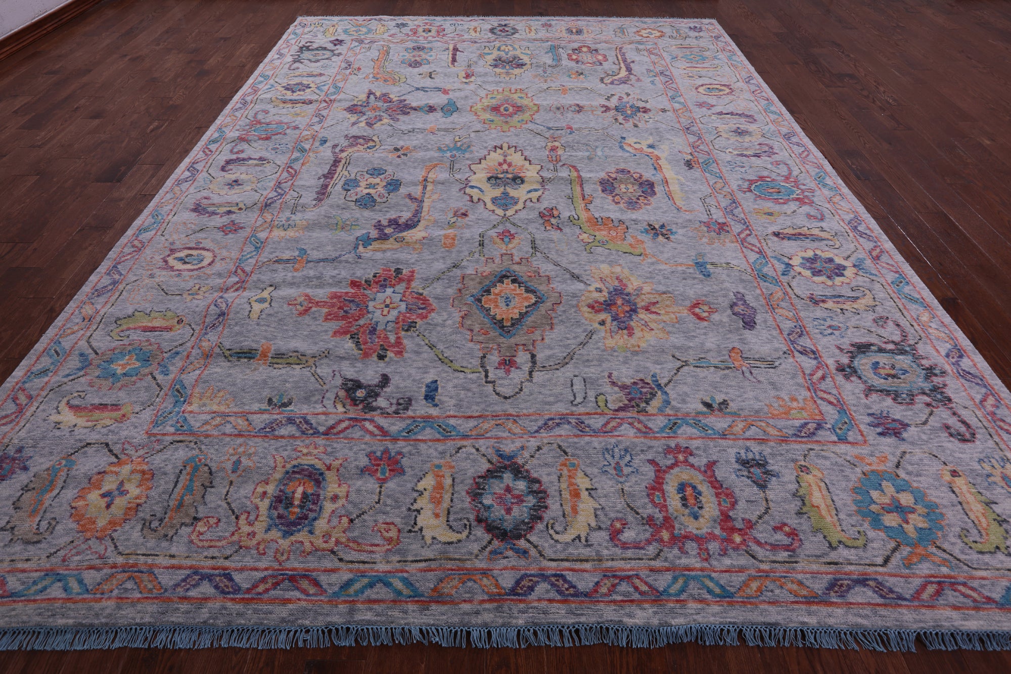 Grey Turkish Oushak Hand Knotted Wool Rug - 9' 11" X 13' 7" - Golden Nile