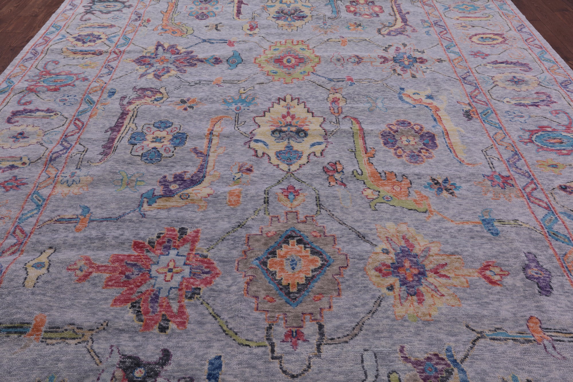Grey Turkish Oushak Hand Knotted Wool Rug - 9' 11" X 13' 7" - Golden Nile