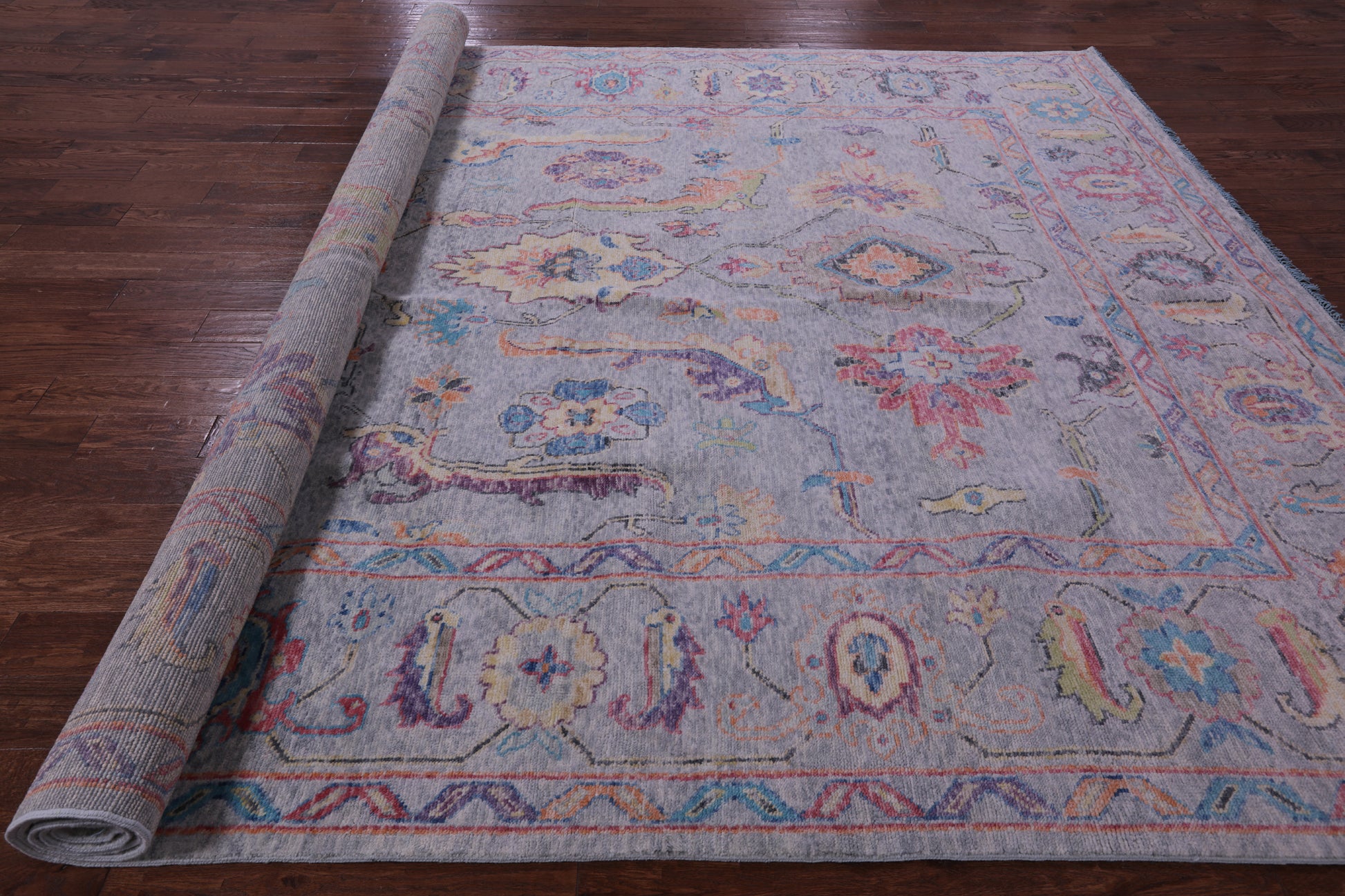 Grey Turkish Oushak Hand Knotted Wool Rug - 9' 11" X 13' 7" - Golden Nile