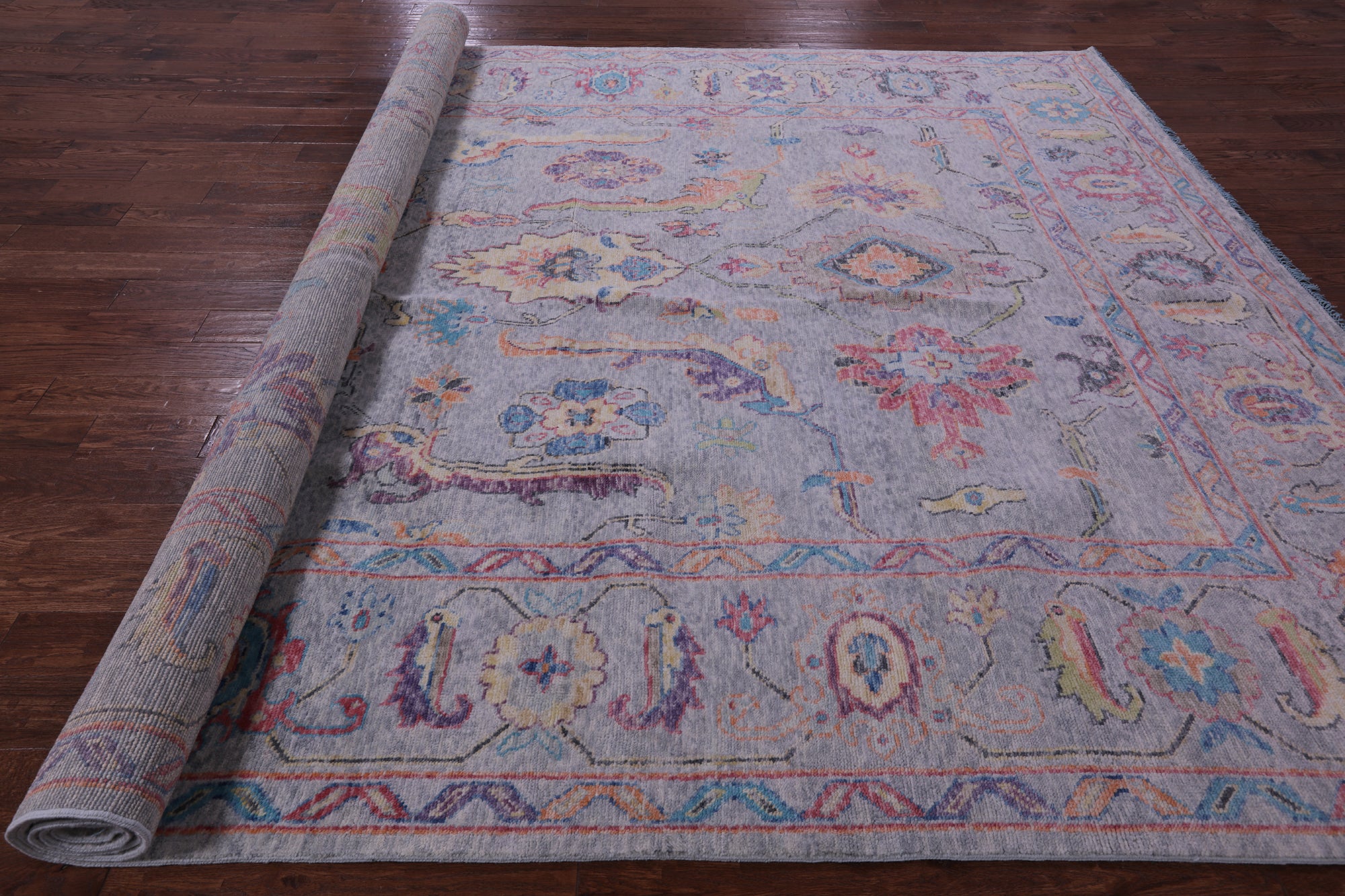 Grey Turkish Oushak Hand Knotted Wool Rug - 9' 11" X 13' 7" - Golden Nile