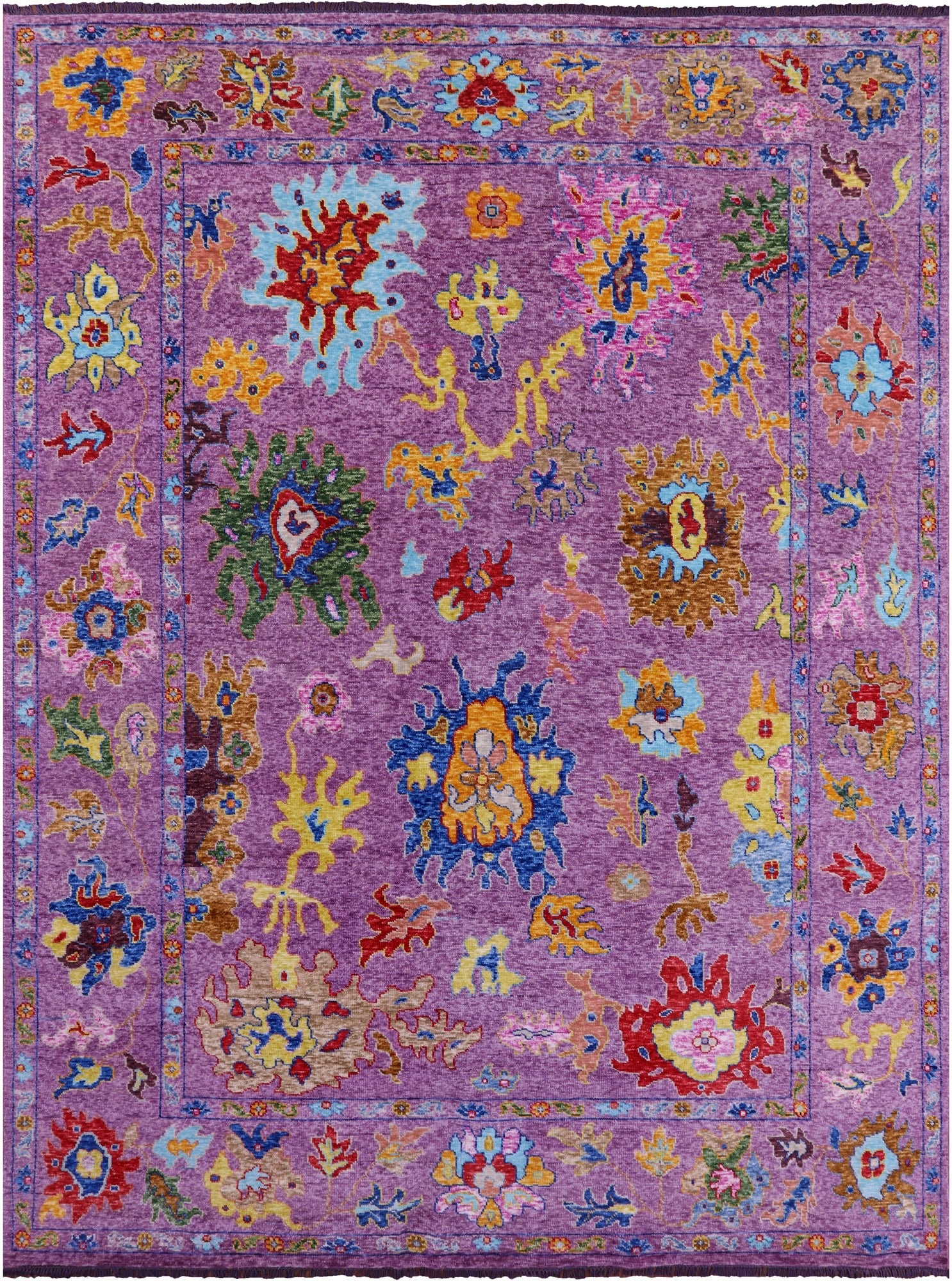 Purple Turkish Oushak Hand Knotted Wool Rug - 9' 11" X 13' 3" - Golden Nile