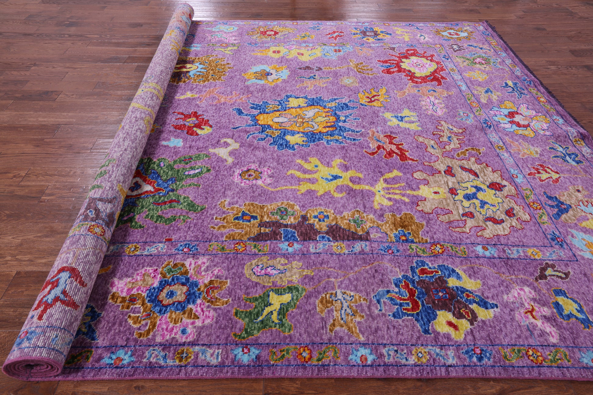 Purple Turkish Oushak Hand Knotted Wool Rug - 9' 11" X 13' 3" - Golden Nile