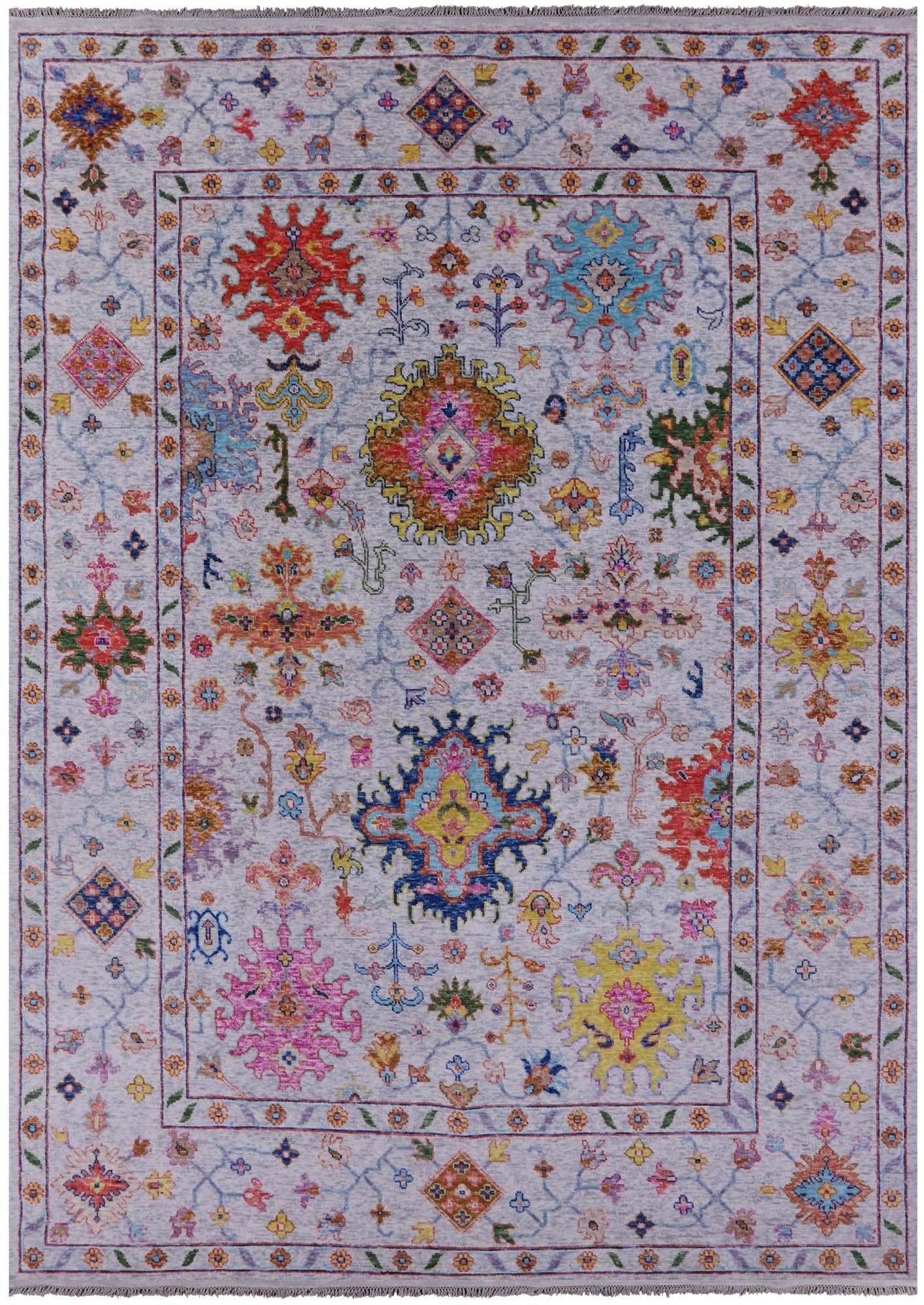 Grey Turkish Oushak Hand Knotted Wool Rug - 10' 2" X 13' 9" - Golden Nile
