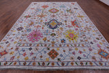 Grey Turkish Oushak Hand Knotted Wool Rug - 10' 2" X 13' 9" - Golden Nile