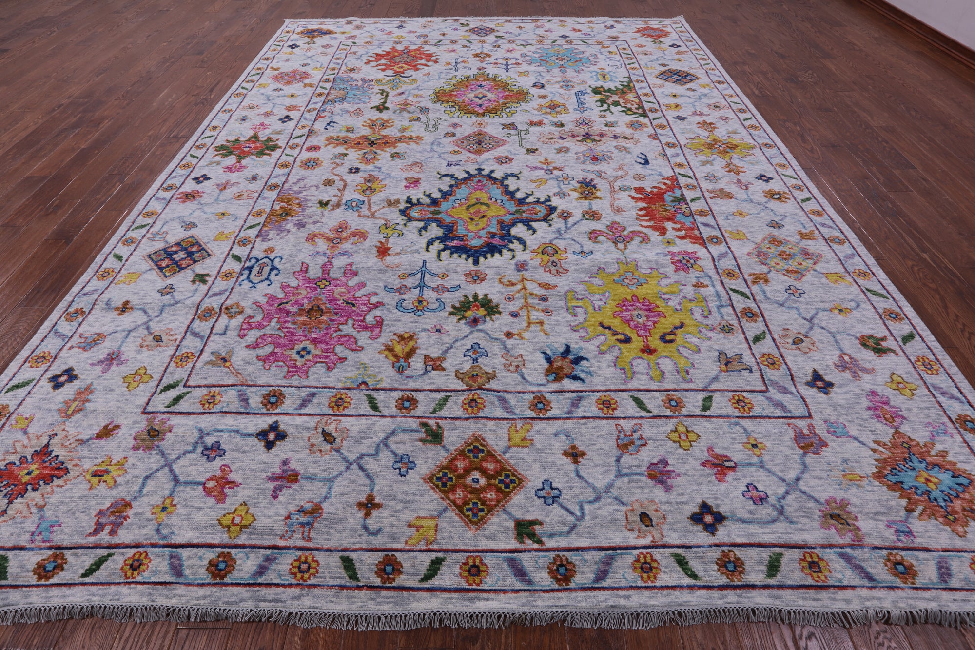 Grey Turkish Oushak Hand Knotted Wool Rug - 10' 2" X 13' 9" - Golden Nile