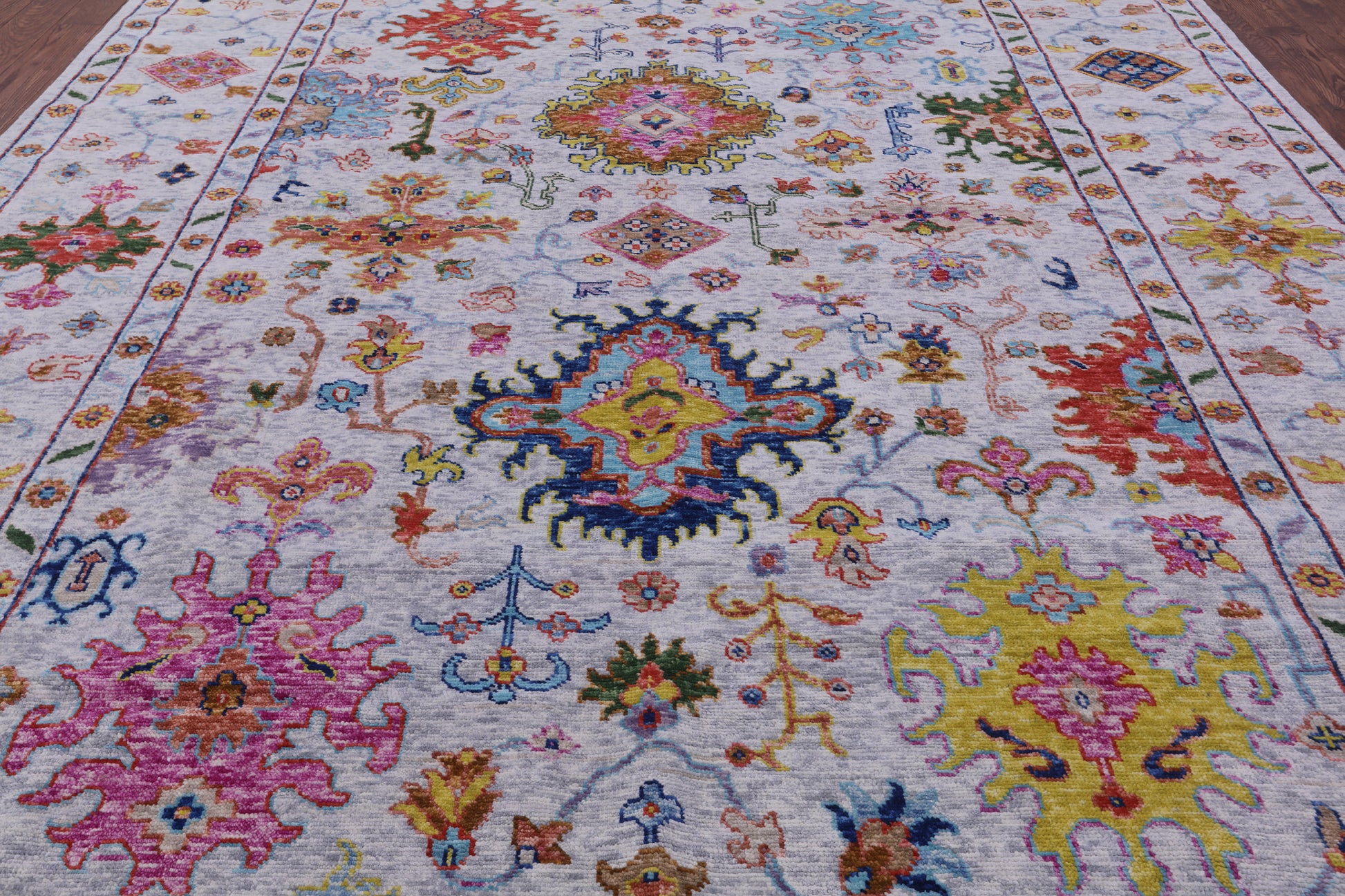Grey Turkish Oushak Hand Knotted Wool Rug - 10' 2" X 13' 9" - Golden Nile