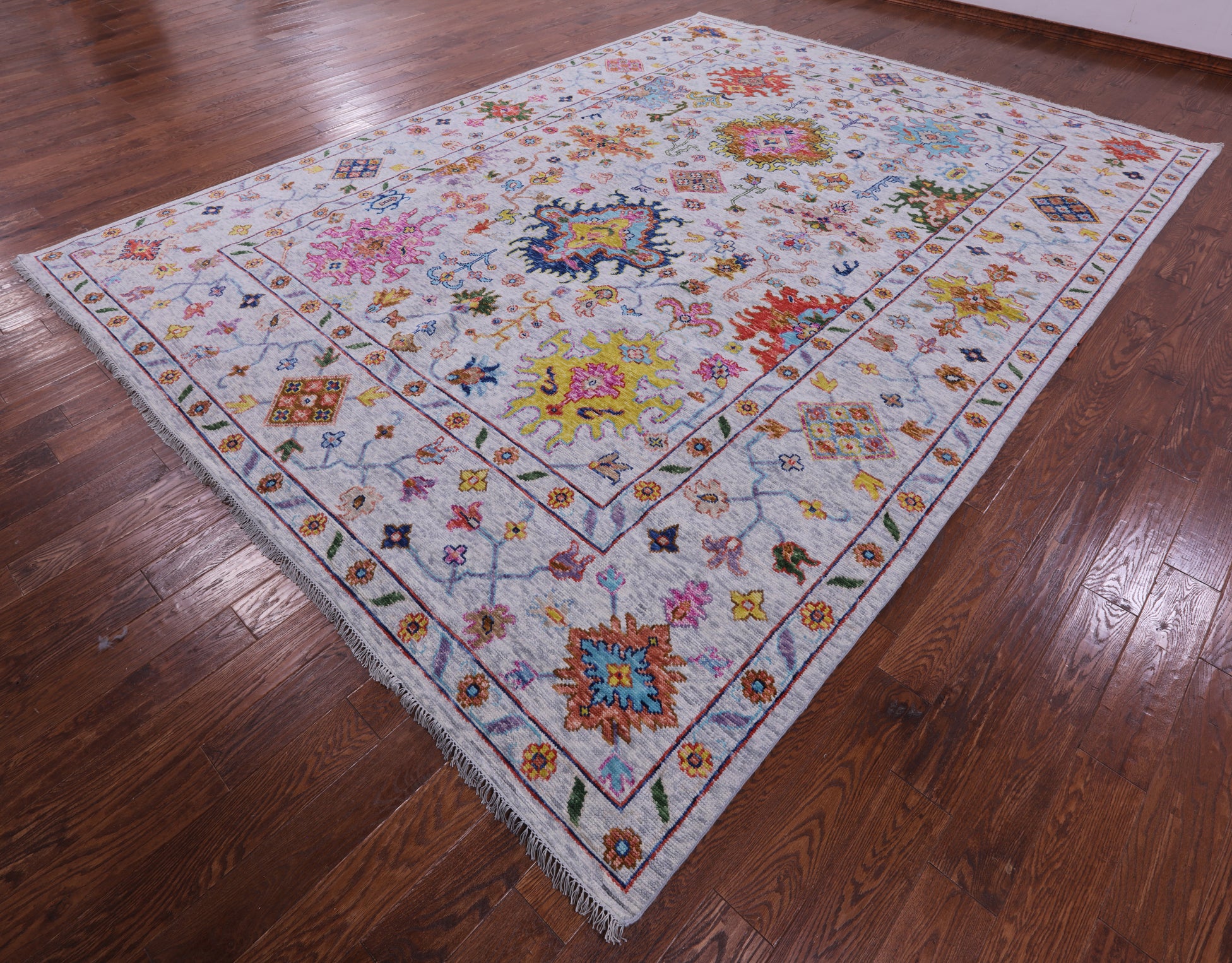 Grey Turkish Oushak Hand Knotted Wool Rug - 10' 2" X 13' 9" - Golden Nile