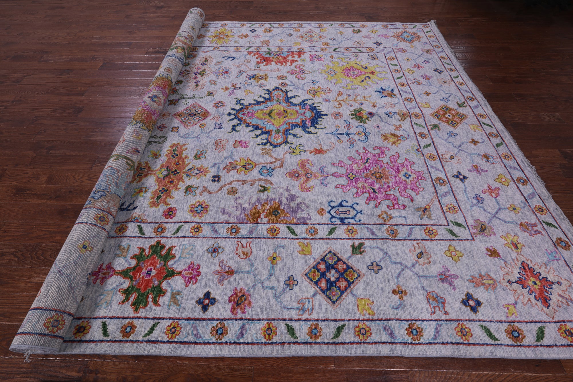 Grey Turkish Oushak Hand Knotted Wool Rug - 10' 2" X 13' 9" - Golden Nile