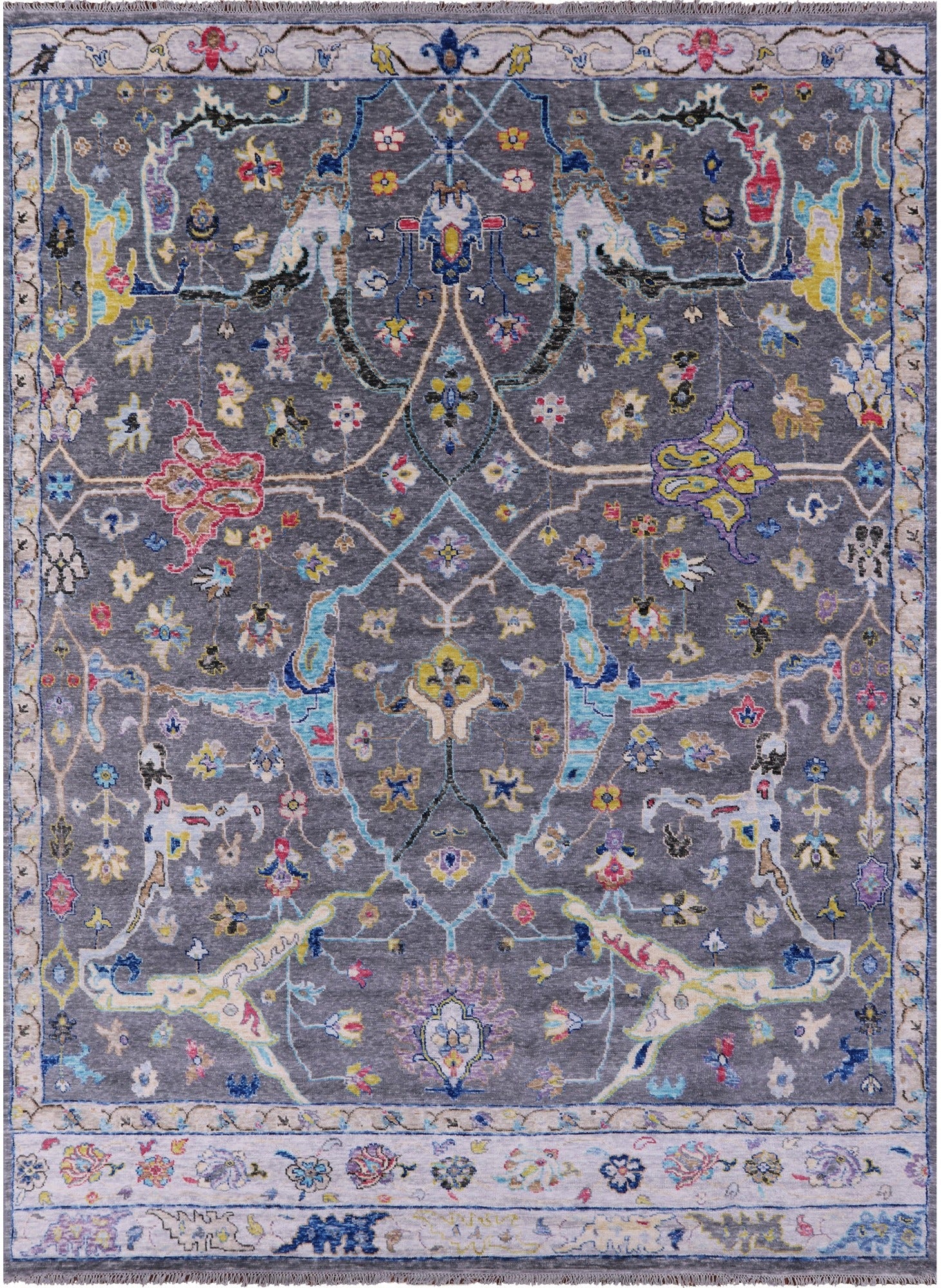 Grey Turkish Oushak Hand Knotted Wool Rug - 10' 2" X 14' 1" - Golden Nile