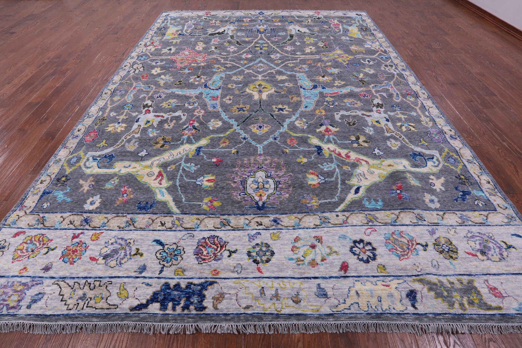 Grey Turkish Oushak Hand Knotted Wool Rug - 10' 2" X 14' 1" - Golden Nile