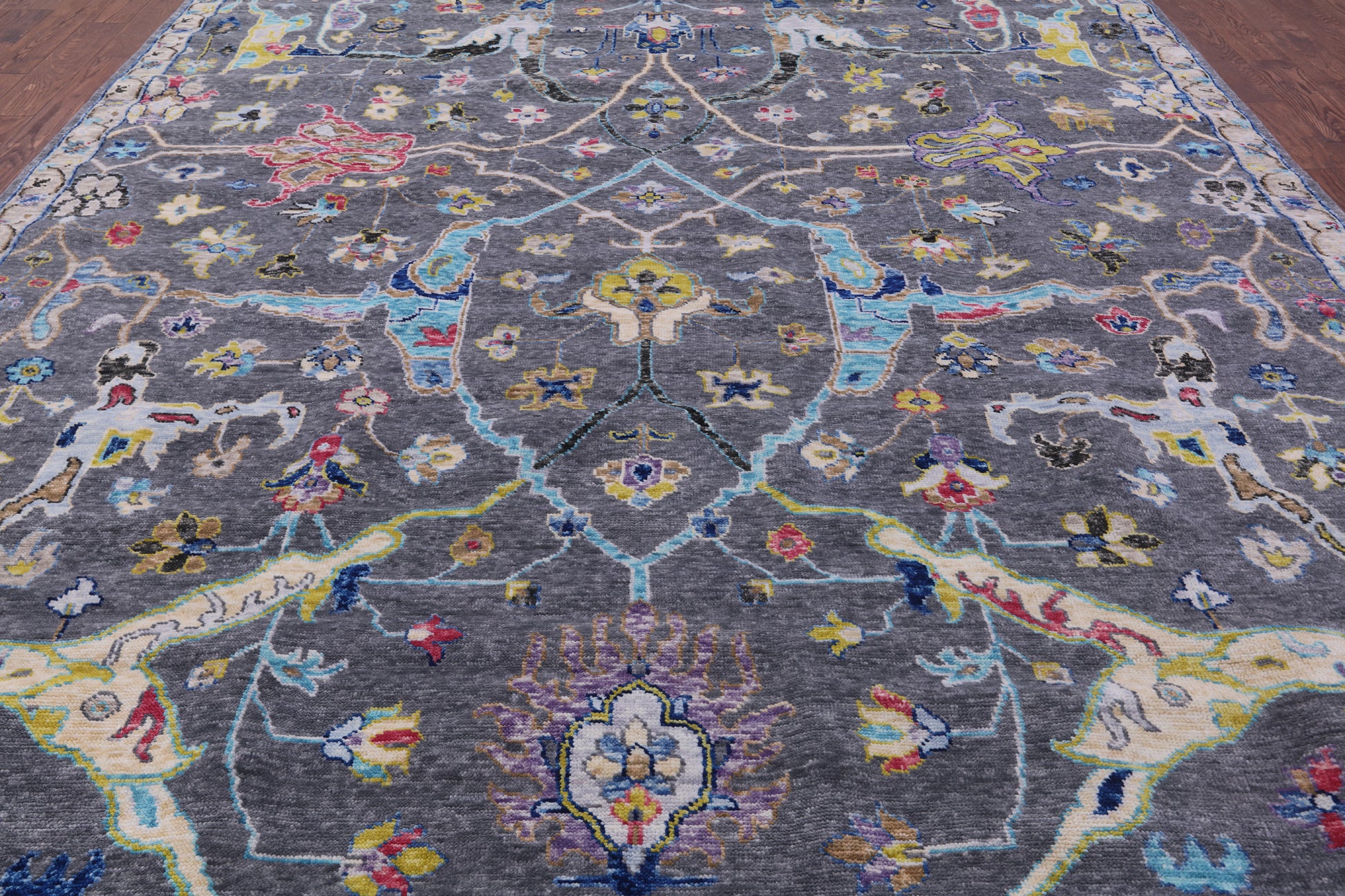 Grey Turkish Oushak Hand Knotted Wool Rug - 10' 2" X 14' 1" - Golden Nile