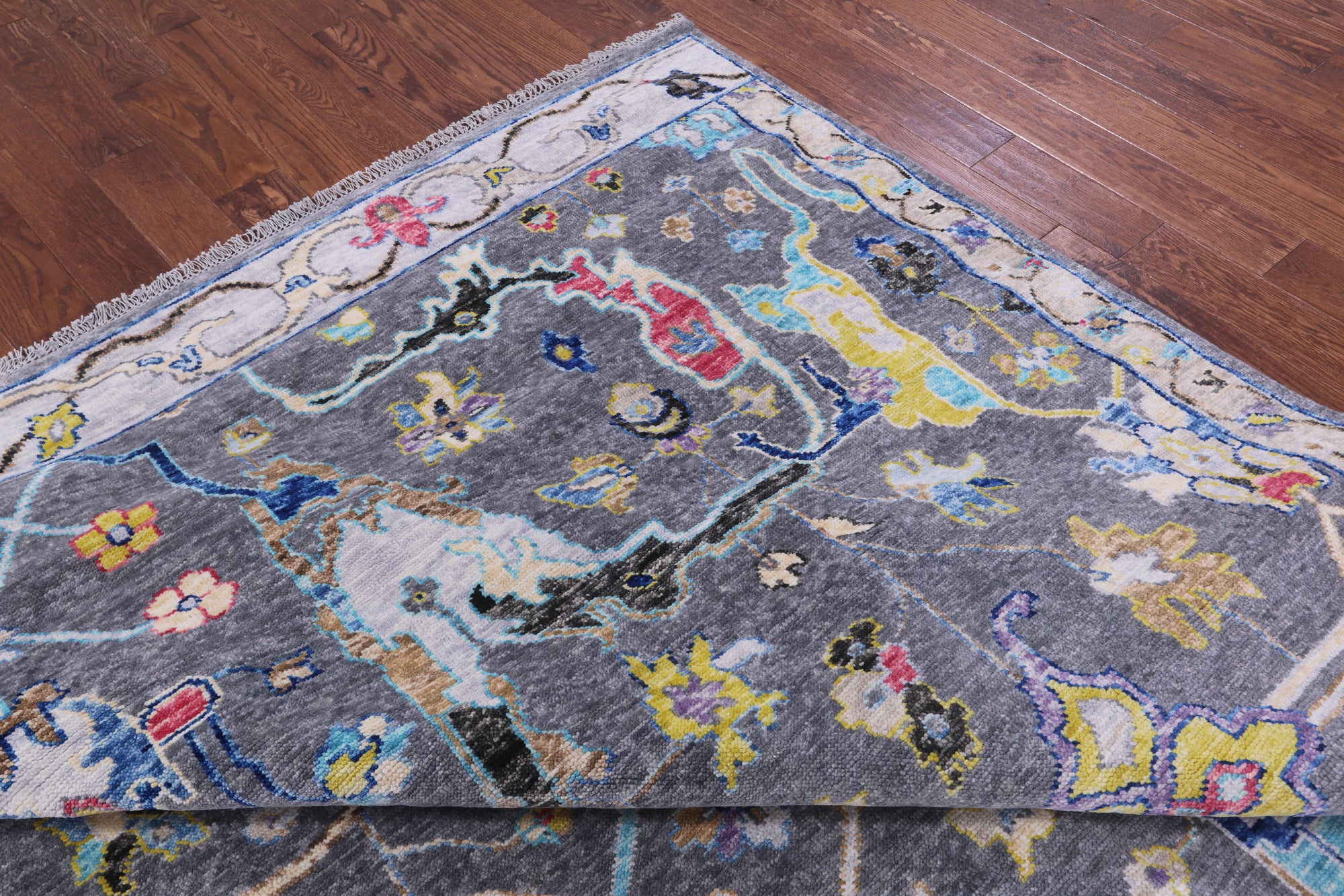 Grey Turkish Oushak Hand Knotted Wool Rug - 10' 2" X 14' 1" - Golden Nile
